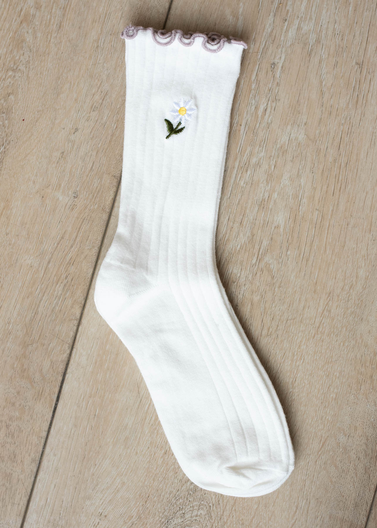 Marin White Daisy Socks