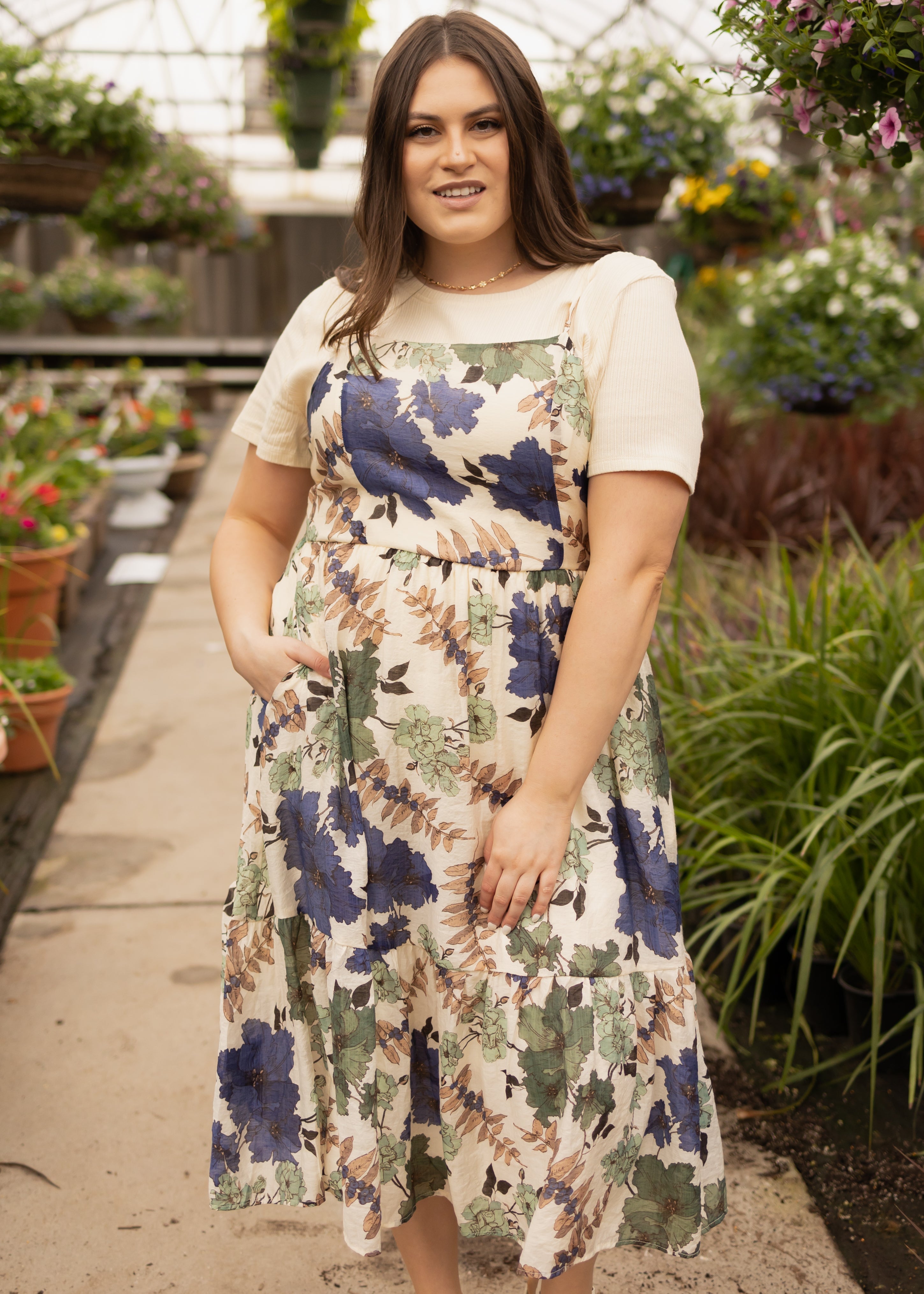 Marina Cream Floral Dress