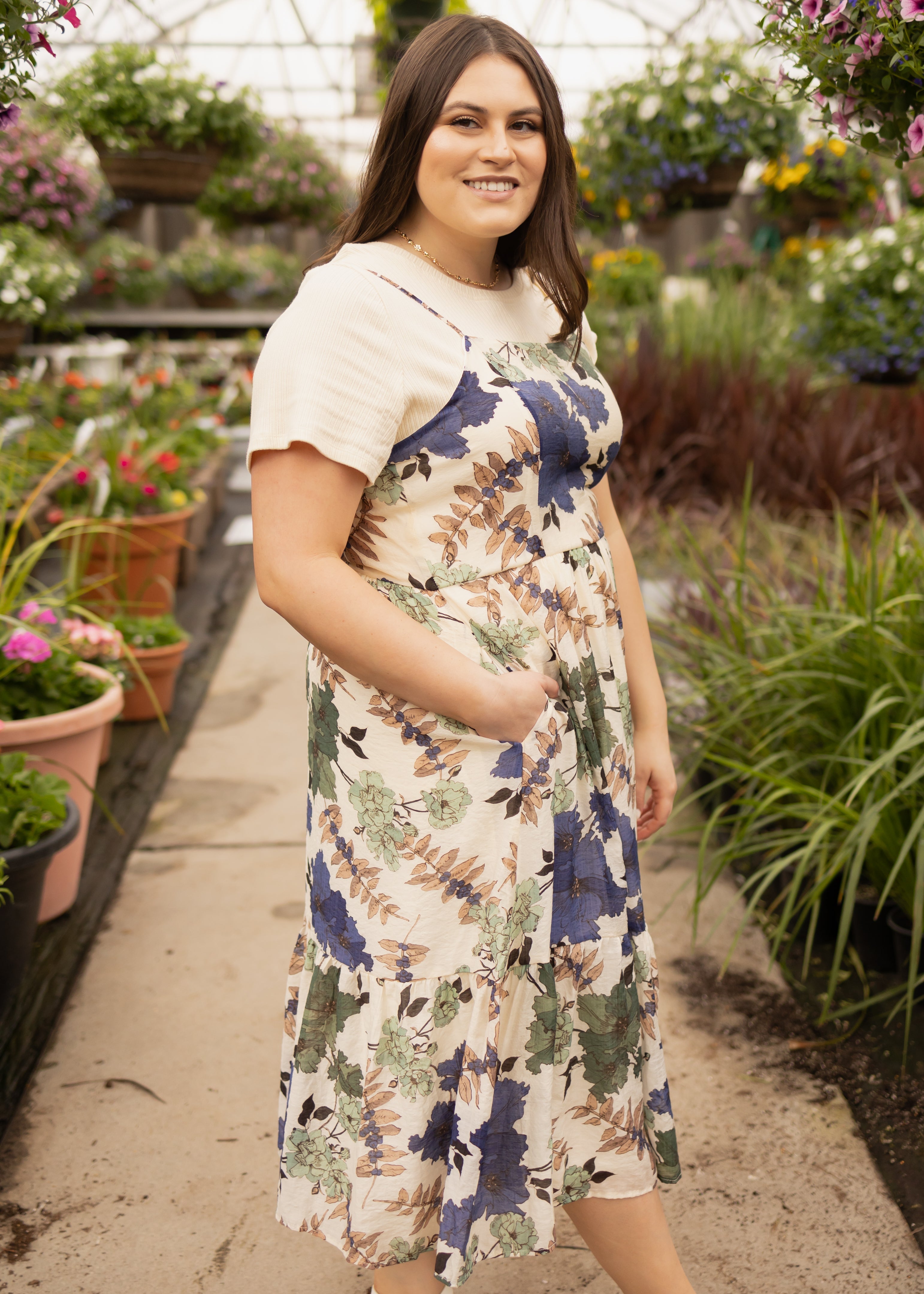 Marina Cream Floral Dress