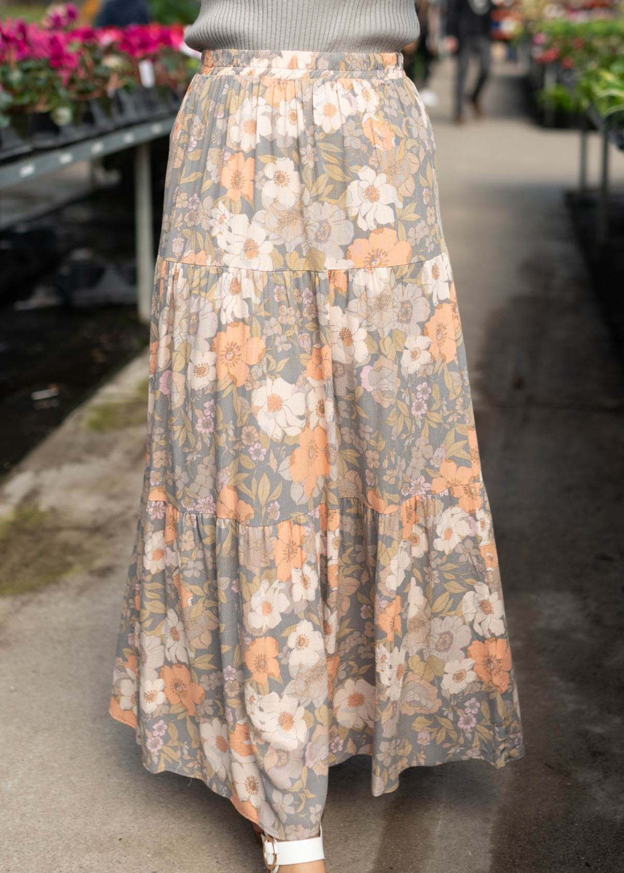 Marlana Grey Floral Skirt