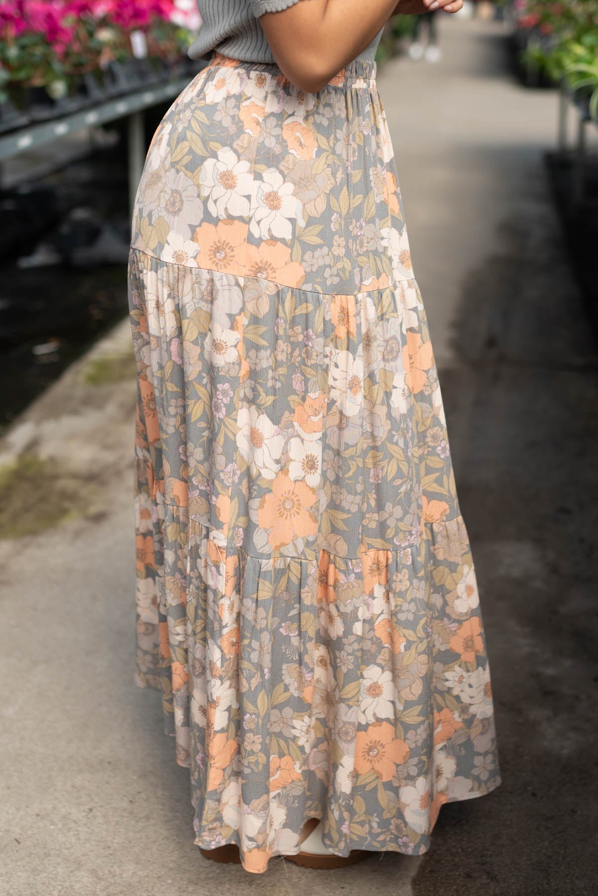 Marlana Grey Floral Skirt