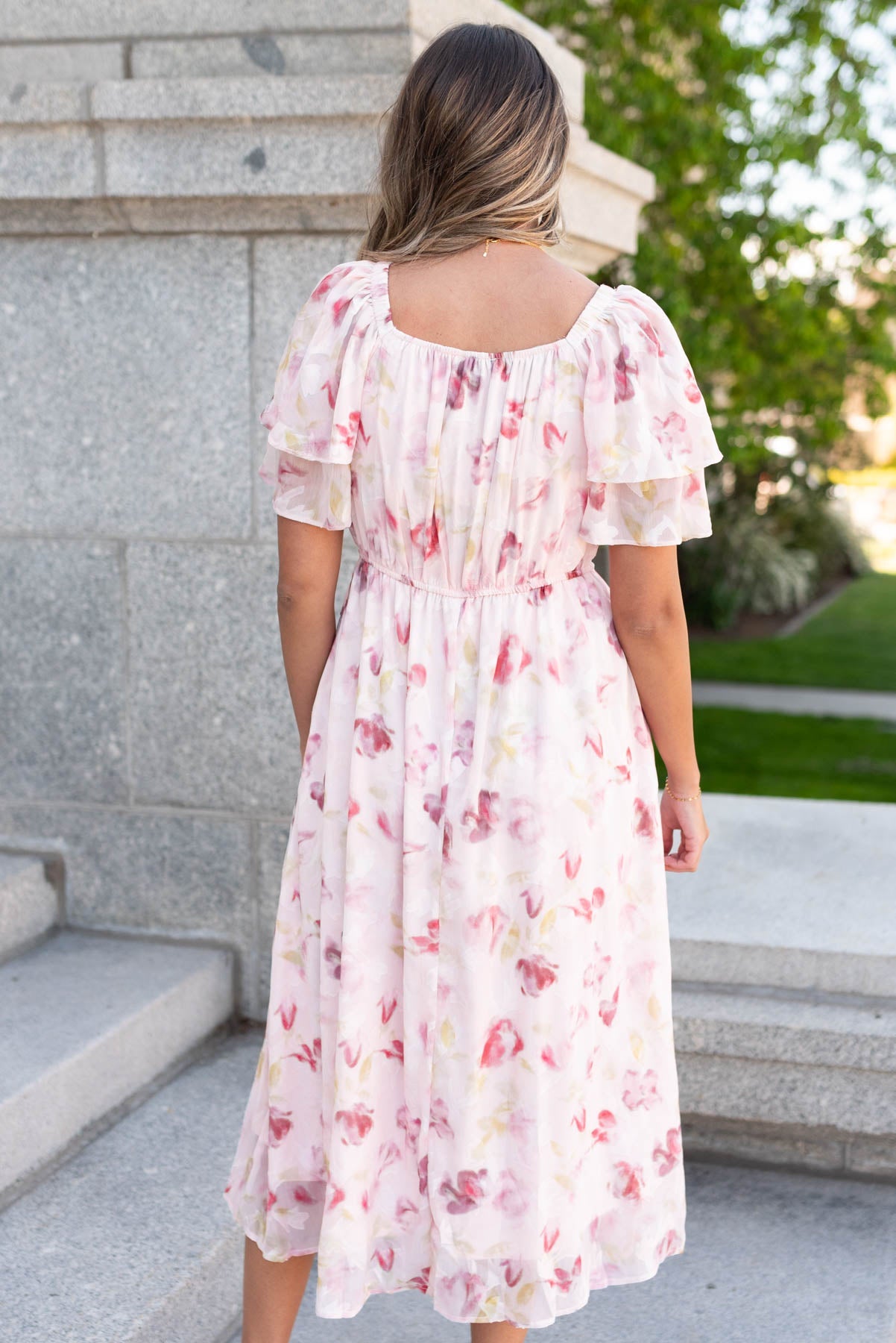 Marlie Blush Watercolor Floral Dress