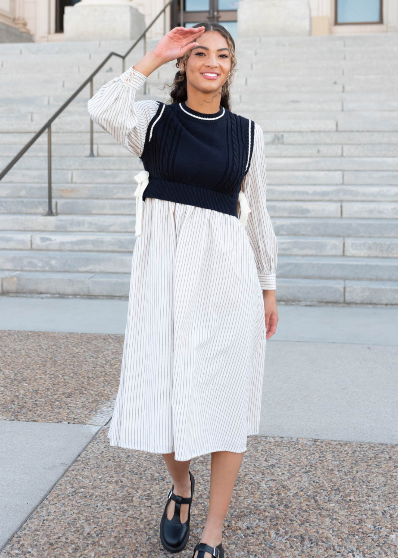 Marlie Navy Knit Sweater Dress