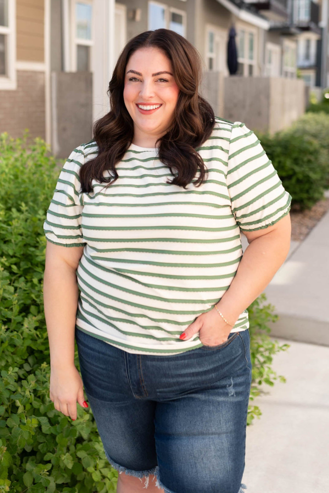 Marly Green Striped Top