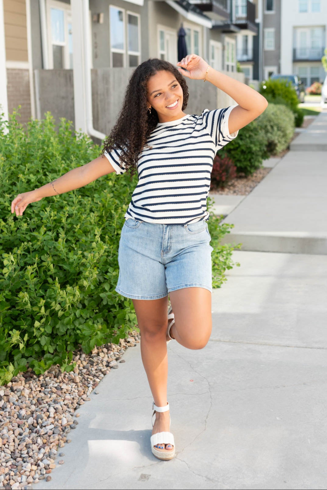 Marly Navy Striped Top