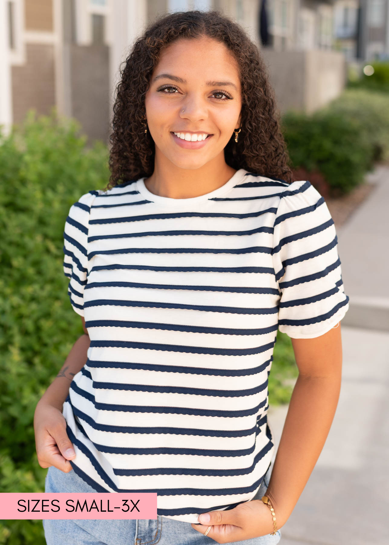 Marly Navy Striped Top