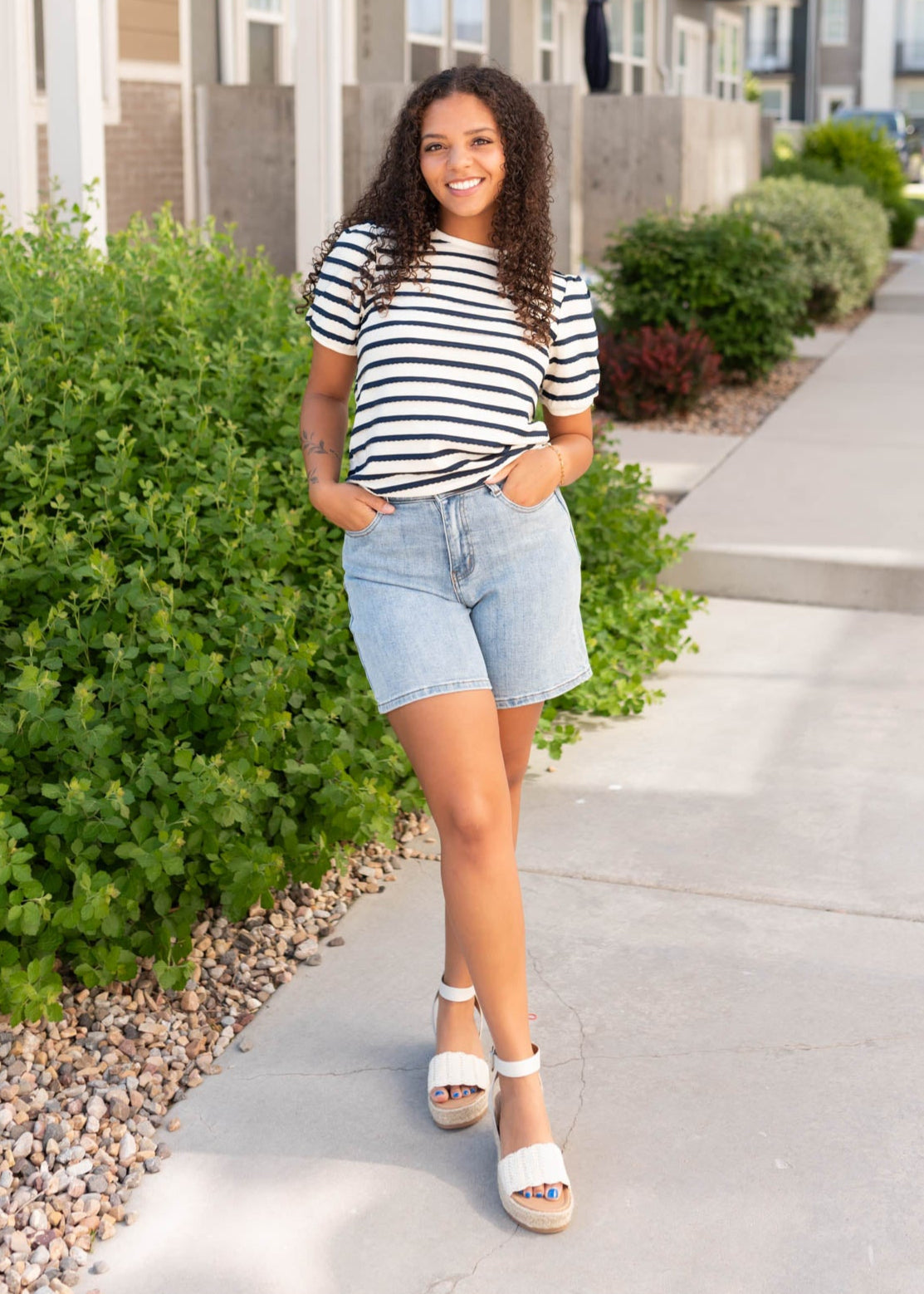 Marly Navy Striped Top
