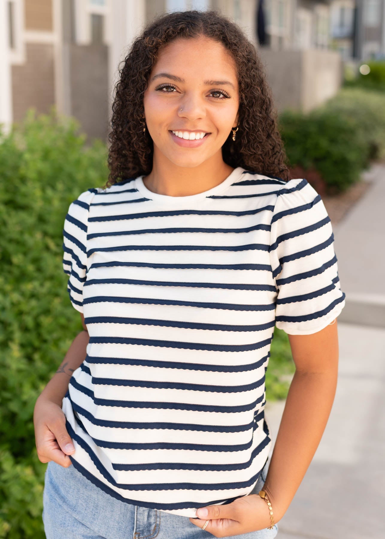 Marly Navy Striped Top