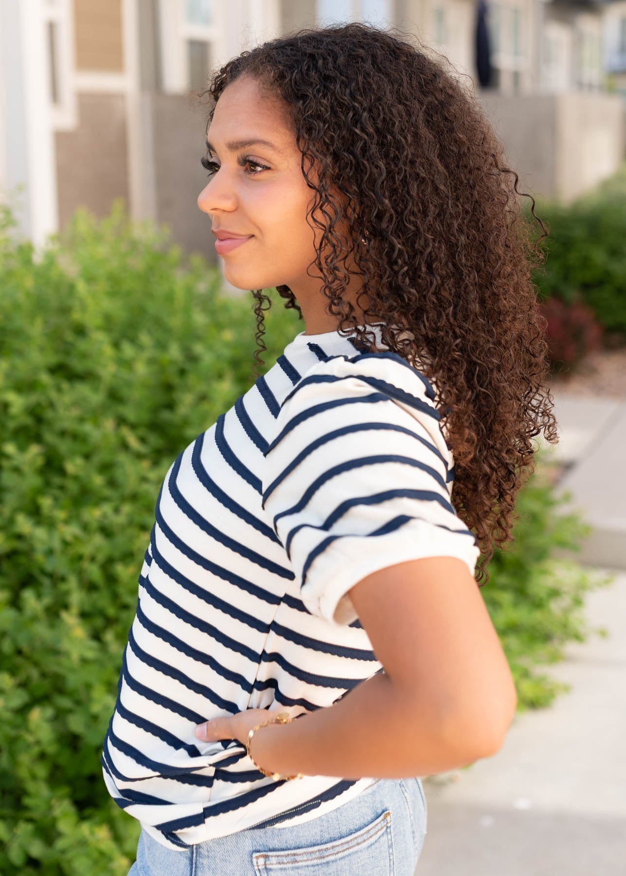 Marly Navy Striped Top