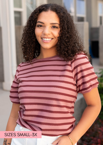 Marly Pink and Burgundy Striped Top