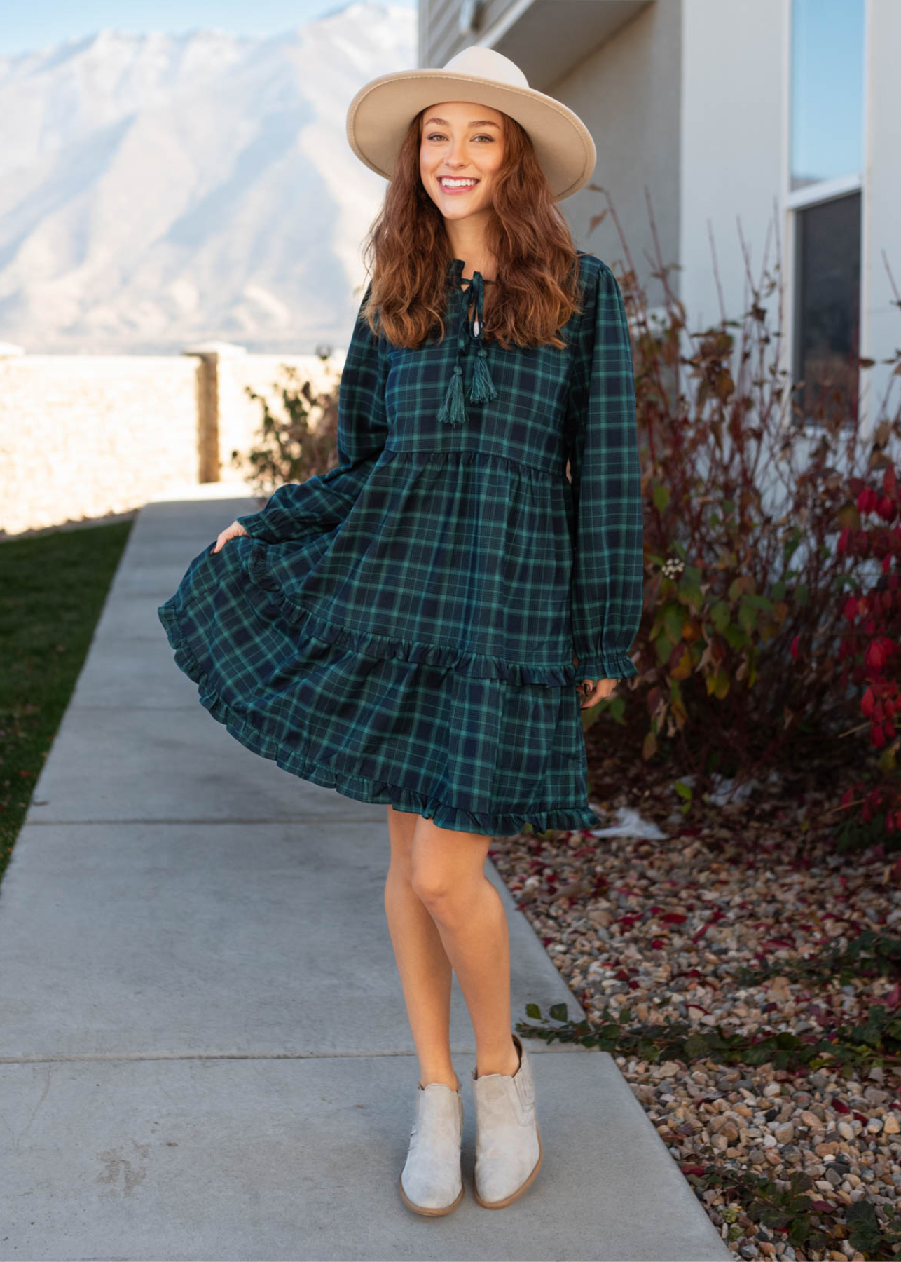 Marylyn Hunter Green Tiered Dress