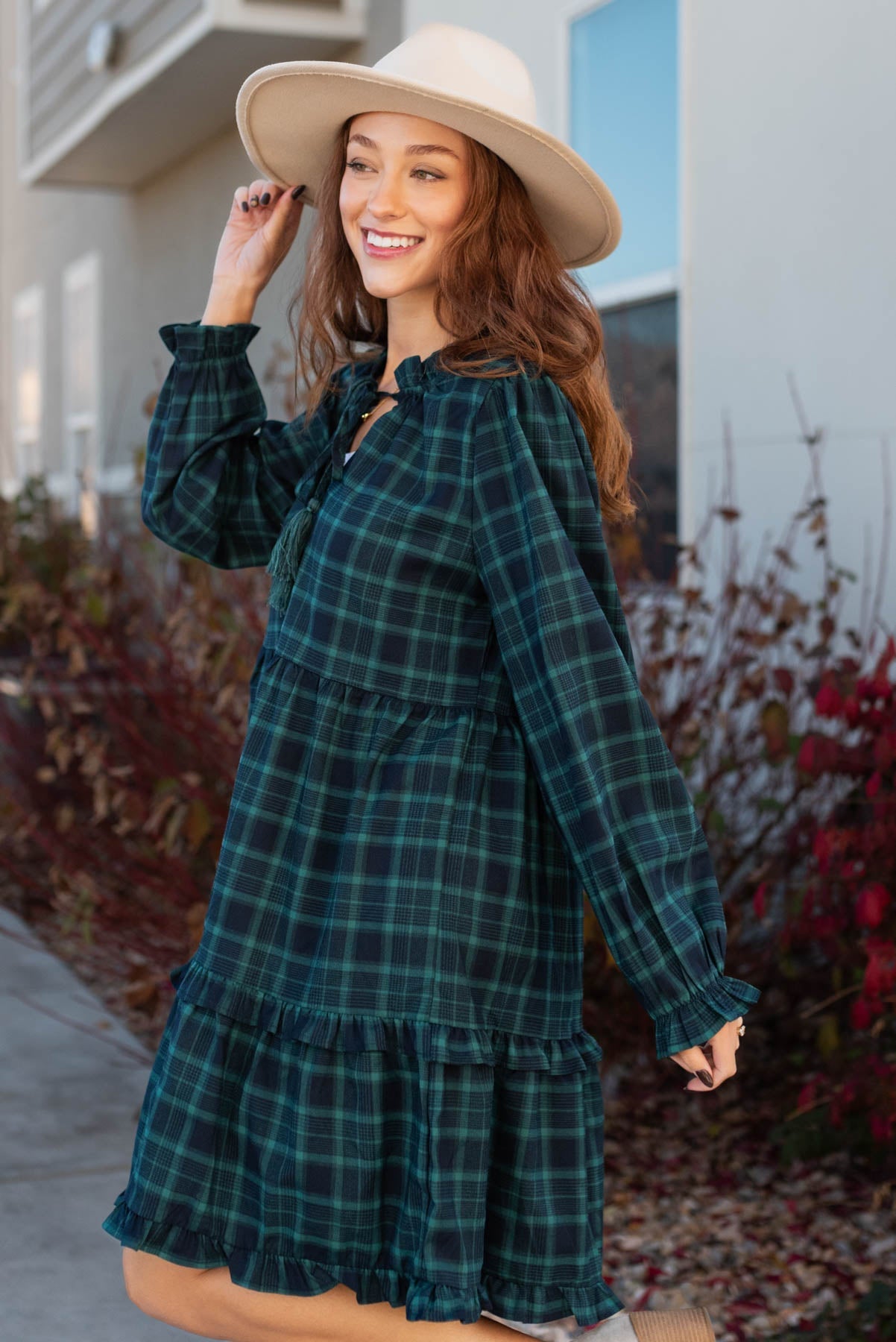 Marylyn Hunter Green Tiered Dress
