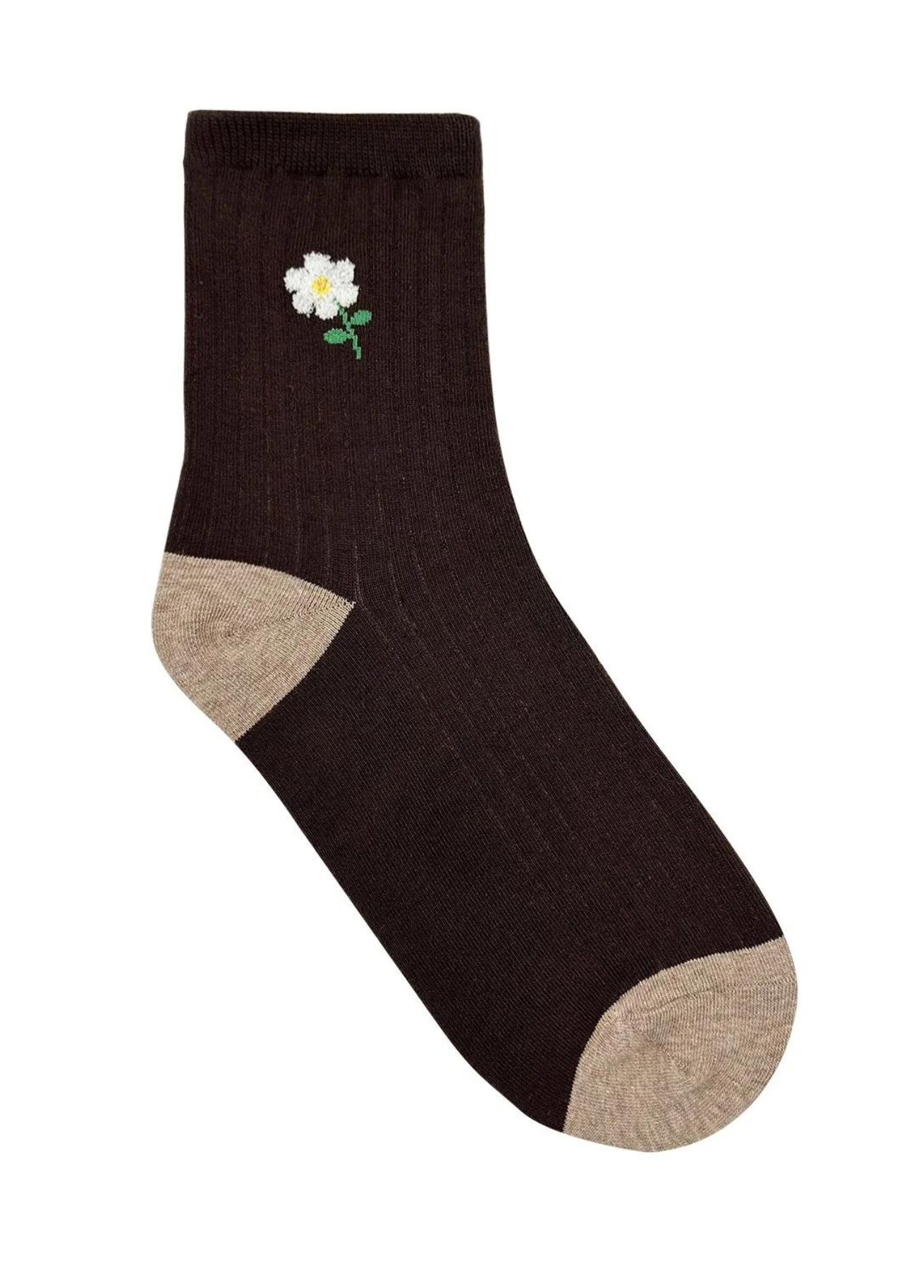 May Brown Flower Socks