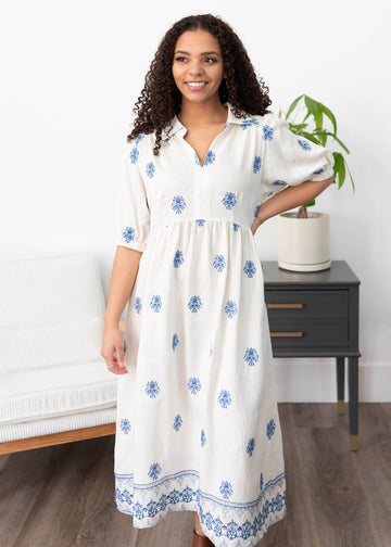 Maycee Cream Embroidered Dress