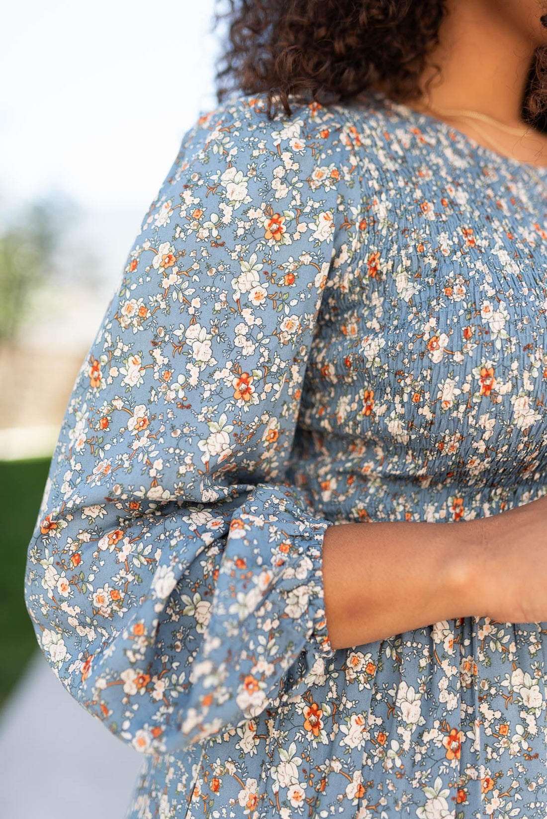 Mckenzie Blue Floral Smocked Dress