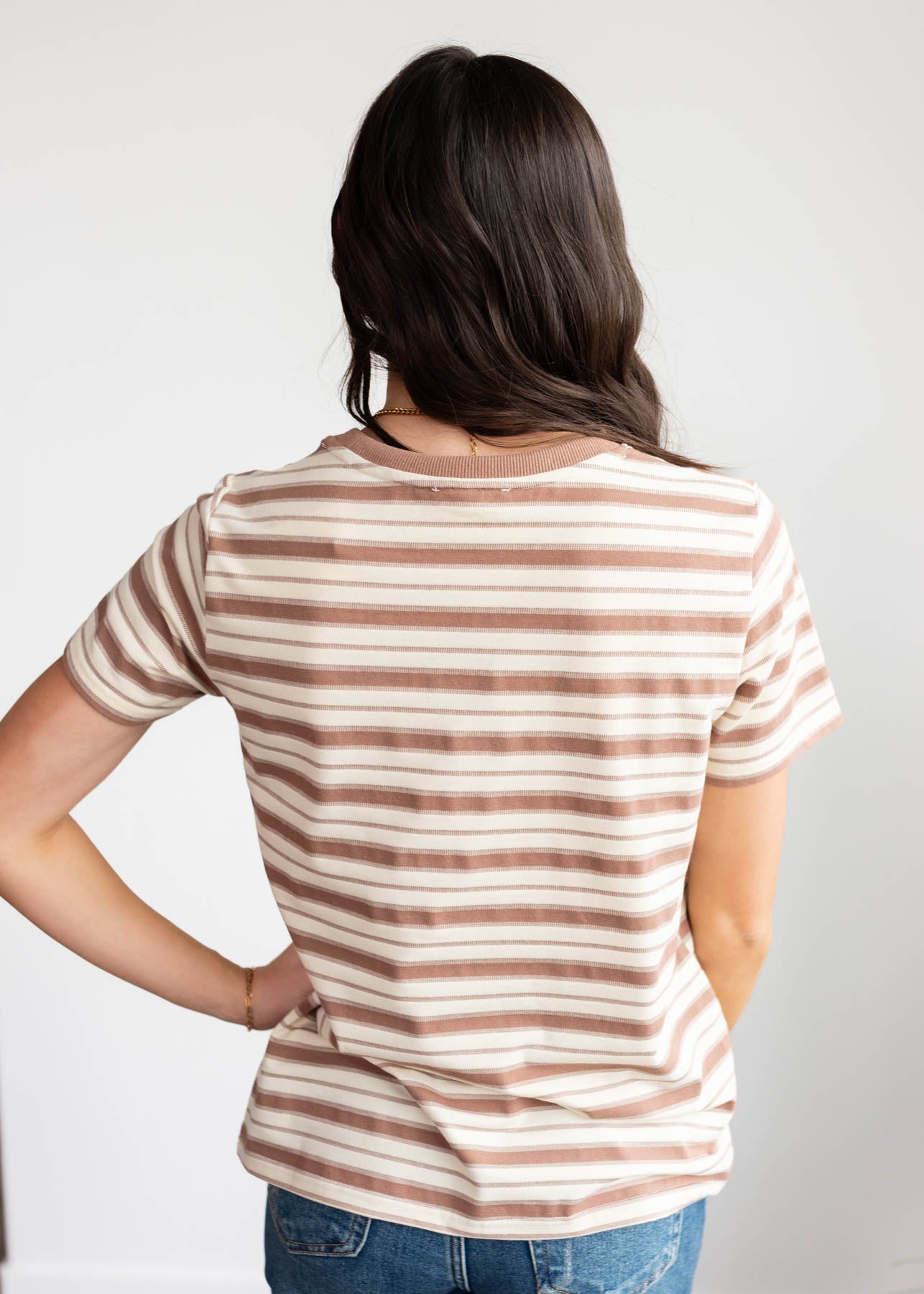Meghan Taupe Stripe Top