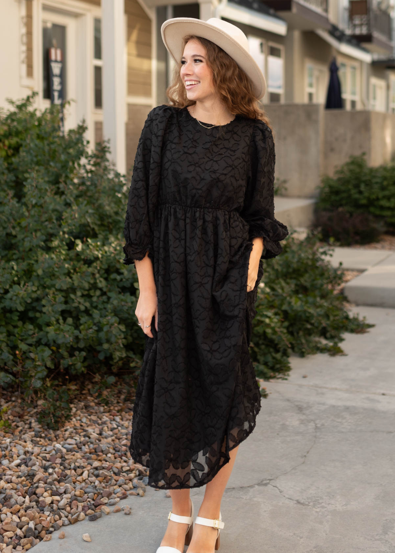 Melani Black Floral Dress
