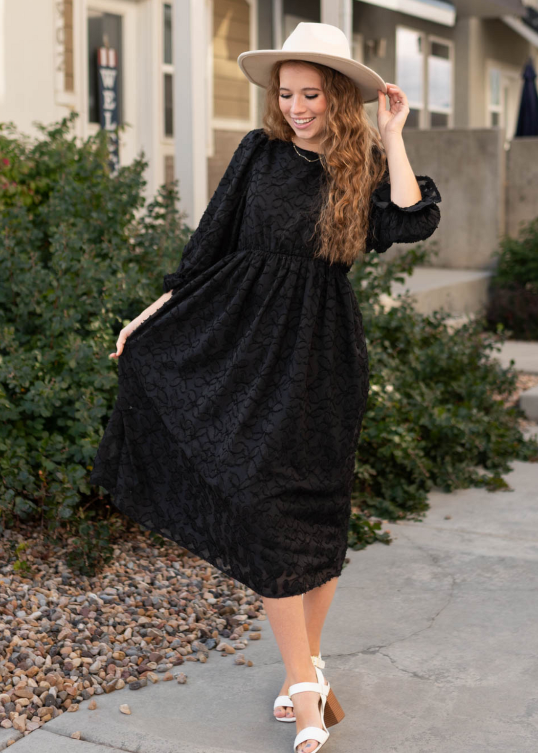 Melani Black Floral Dress