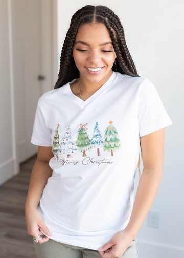 Merry Christmas Trees White T-Shirt