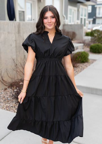 Mia Black Puff Sleeve Dress