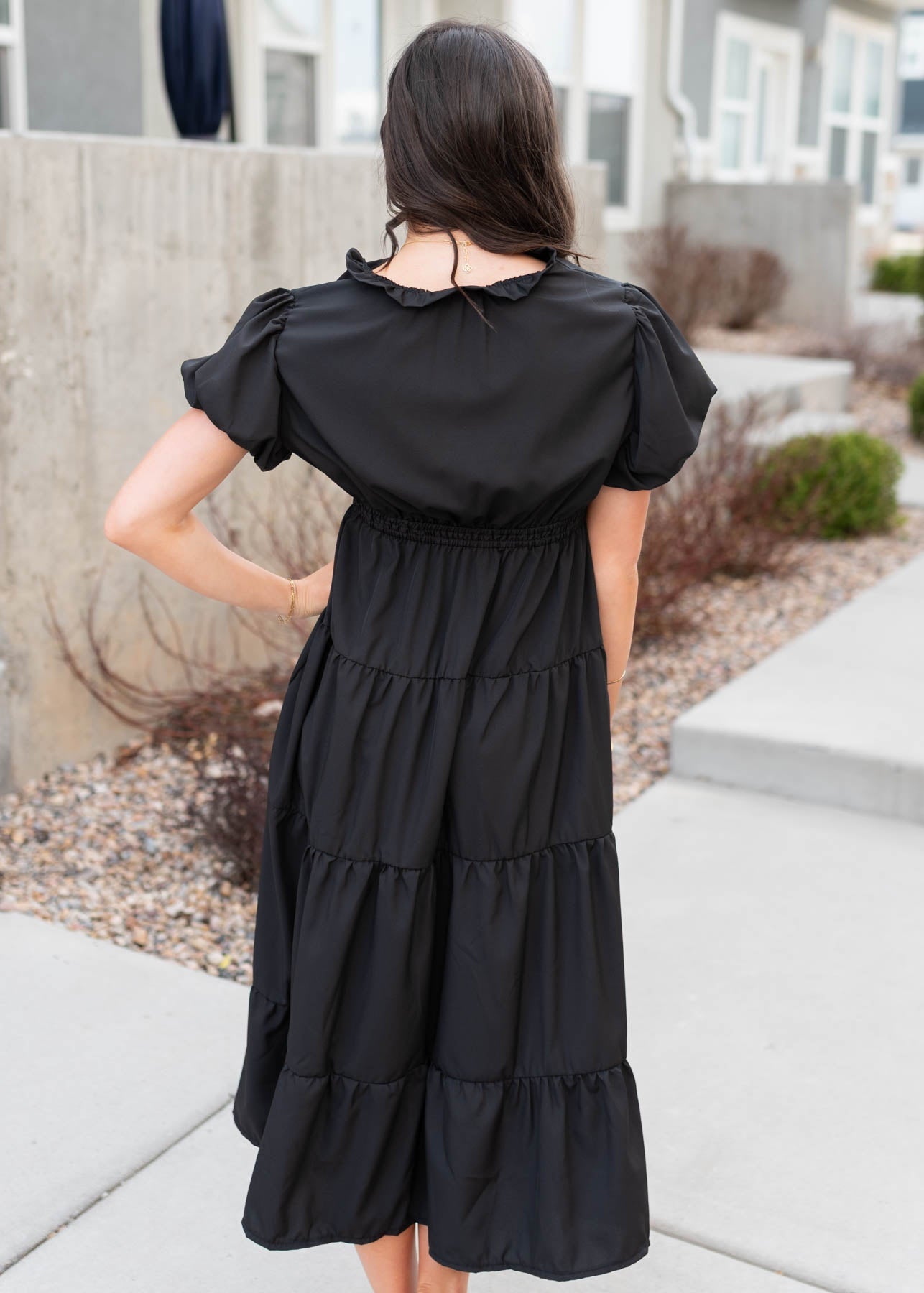 Mia Black Puff Sleeve Dress