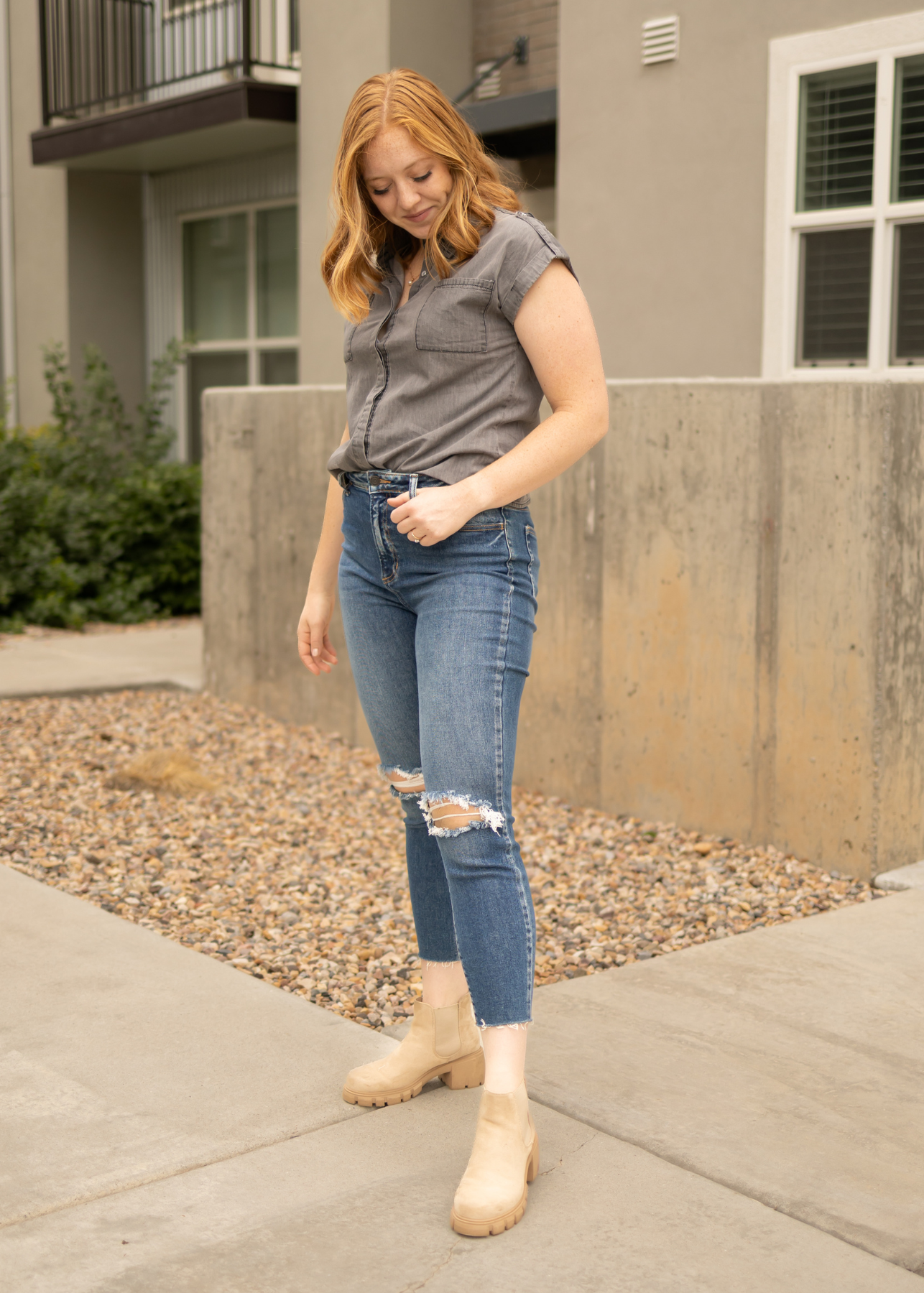 Miana Light Grey Denim Top