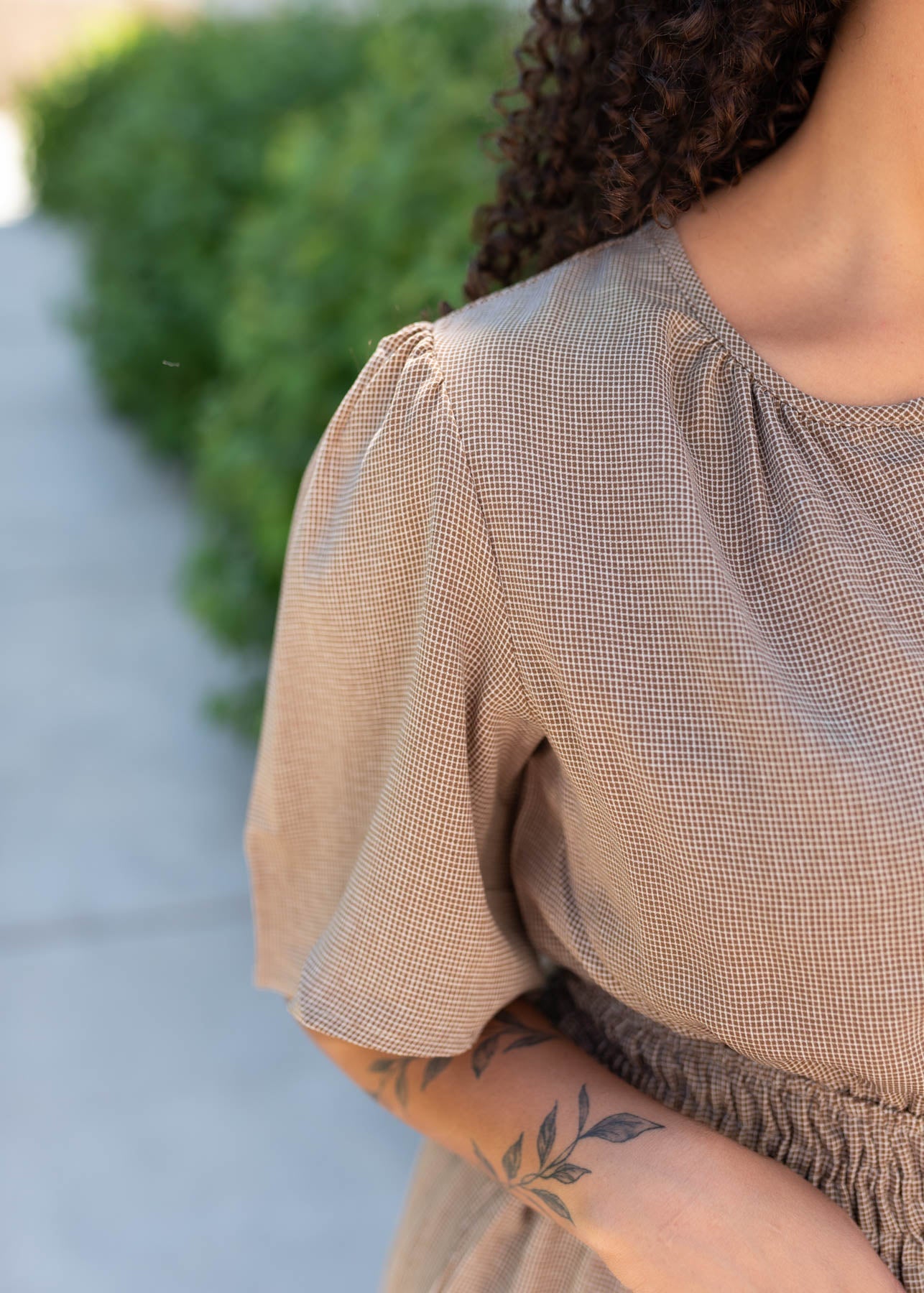 Mika Pale Brown Tiered Dress