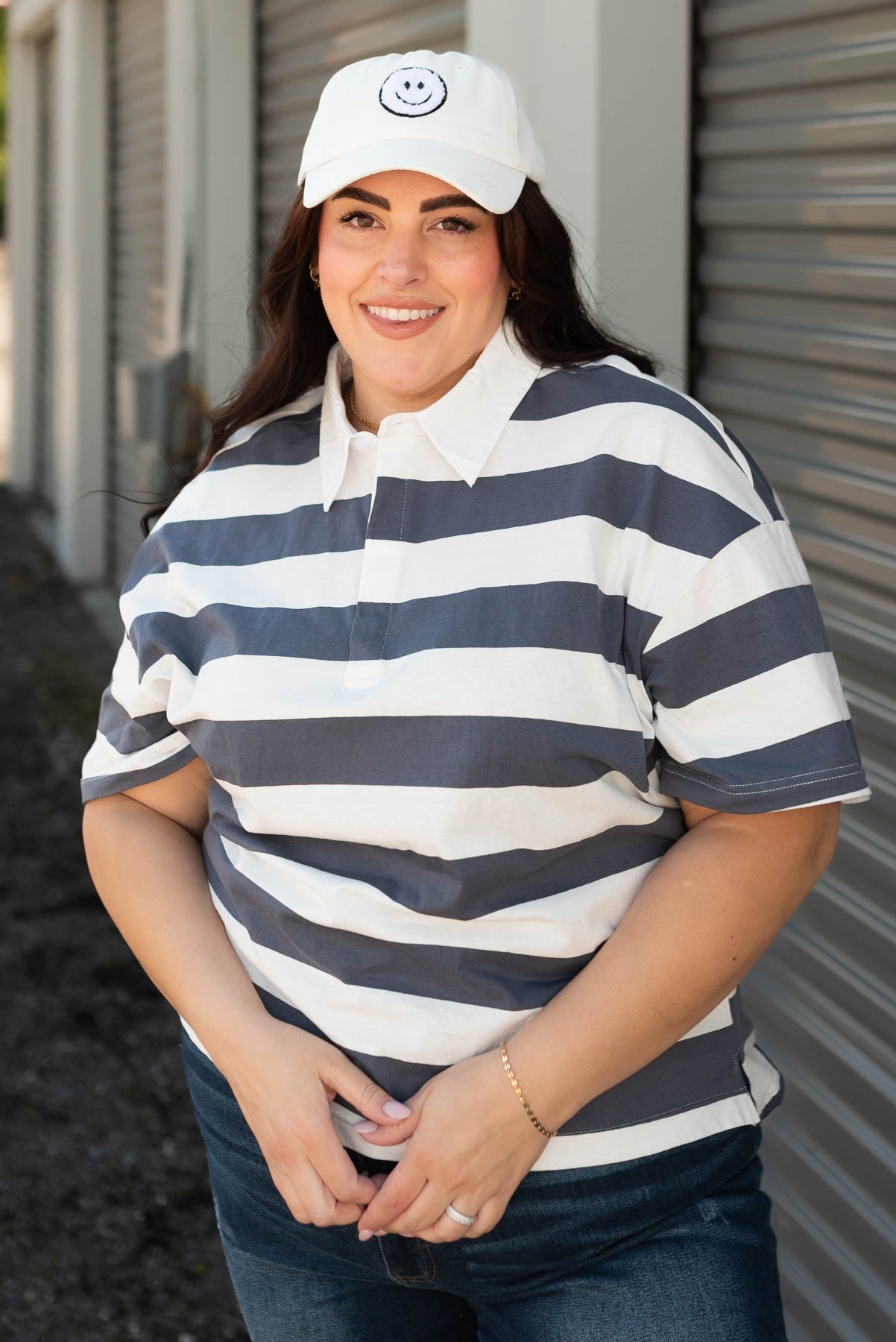 Mikki Dusty Navy Polo Top