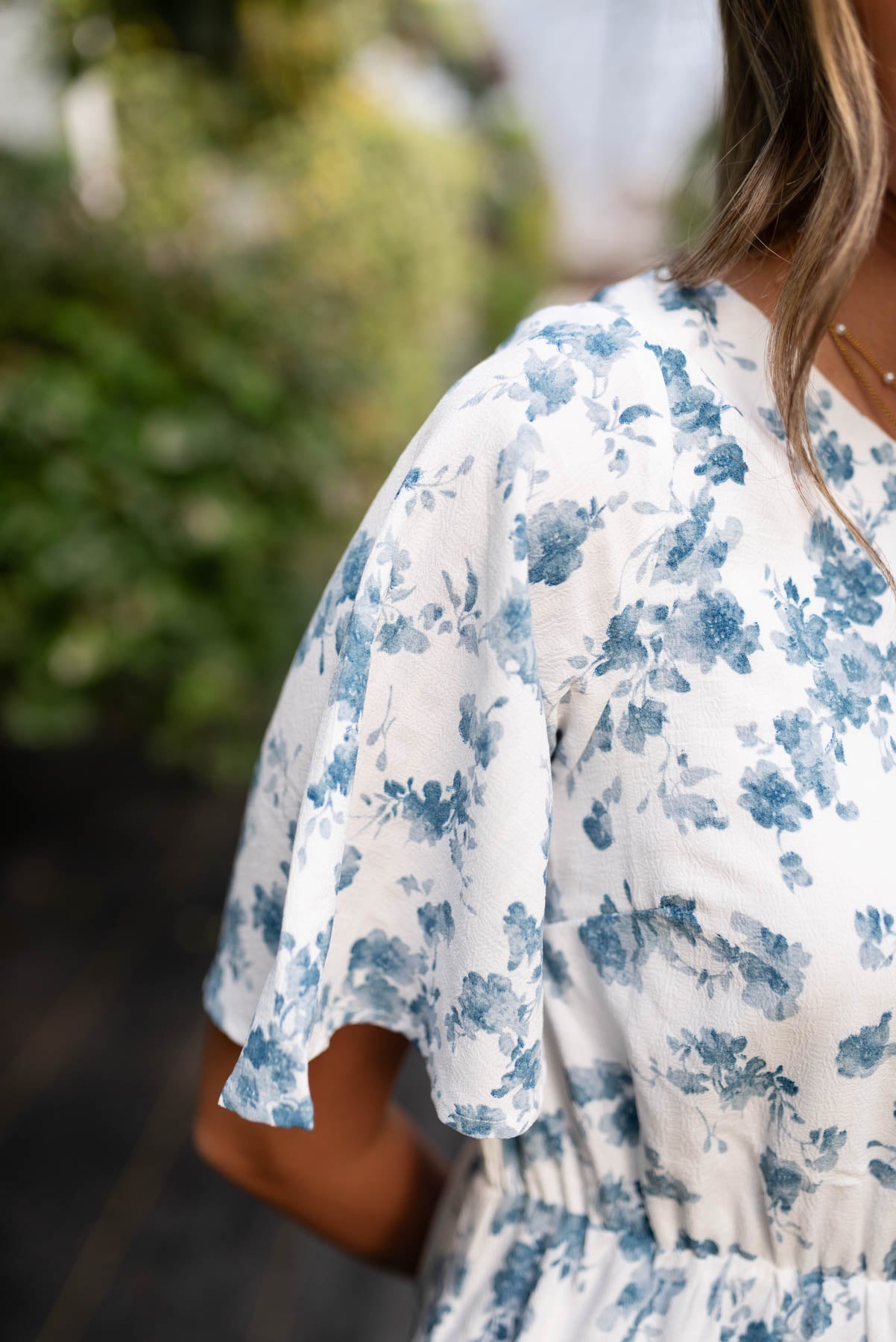 Mila Ivory Blue Floral Dress