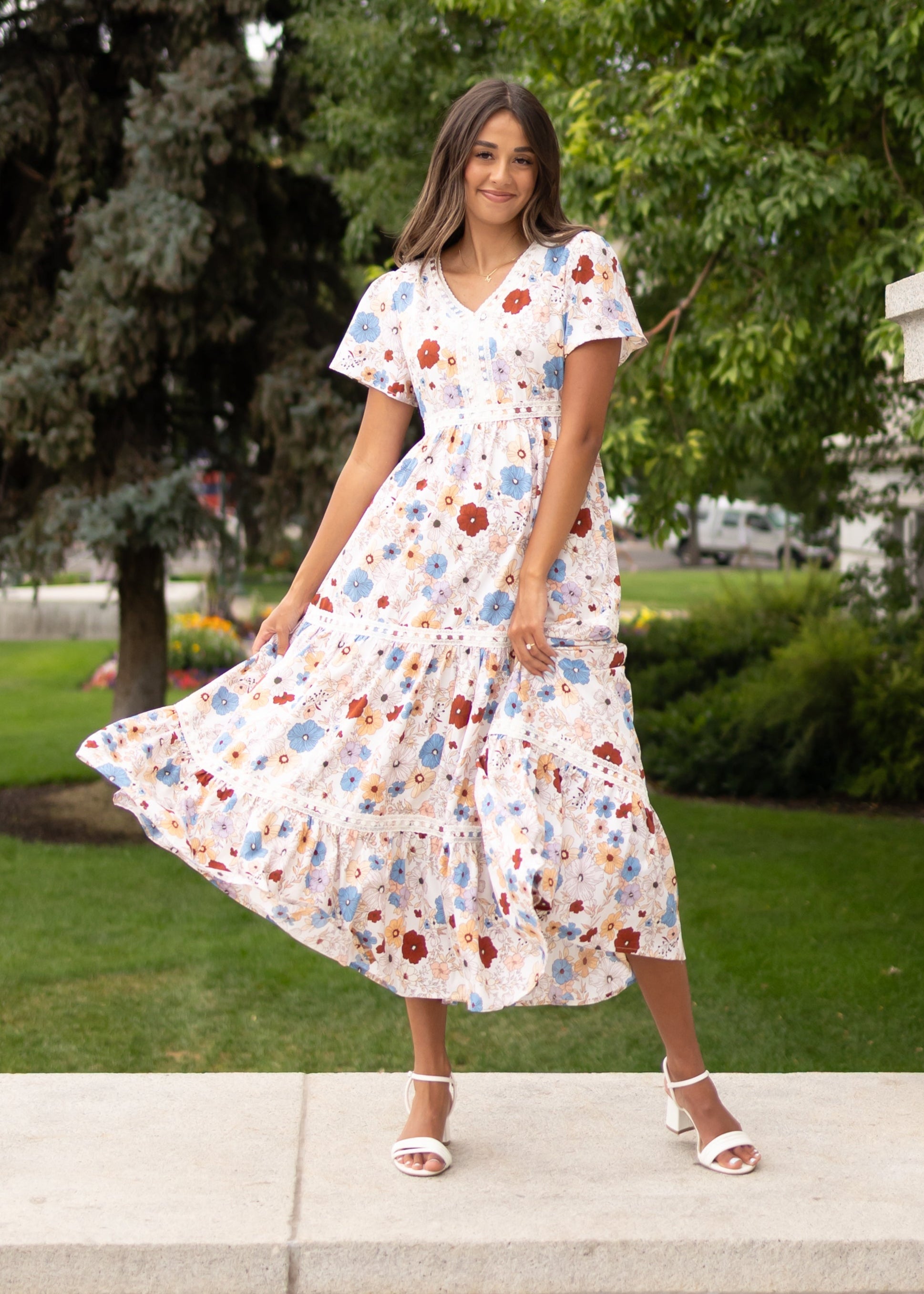 Mina Cream Floral Dress