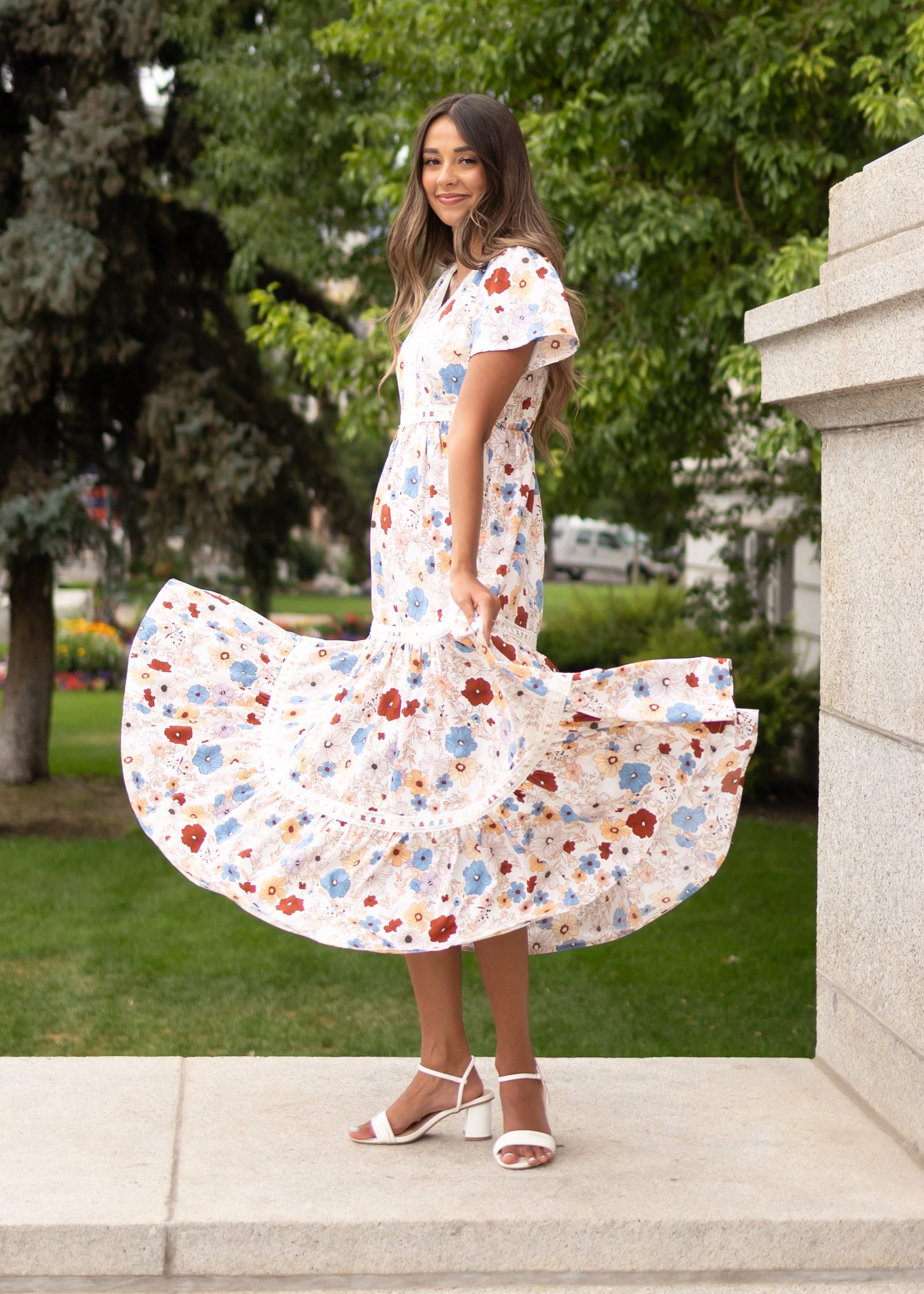 Mina Cream Floral Dress