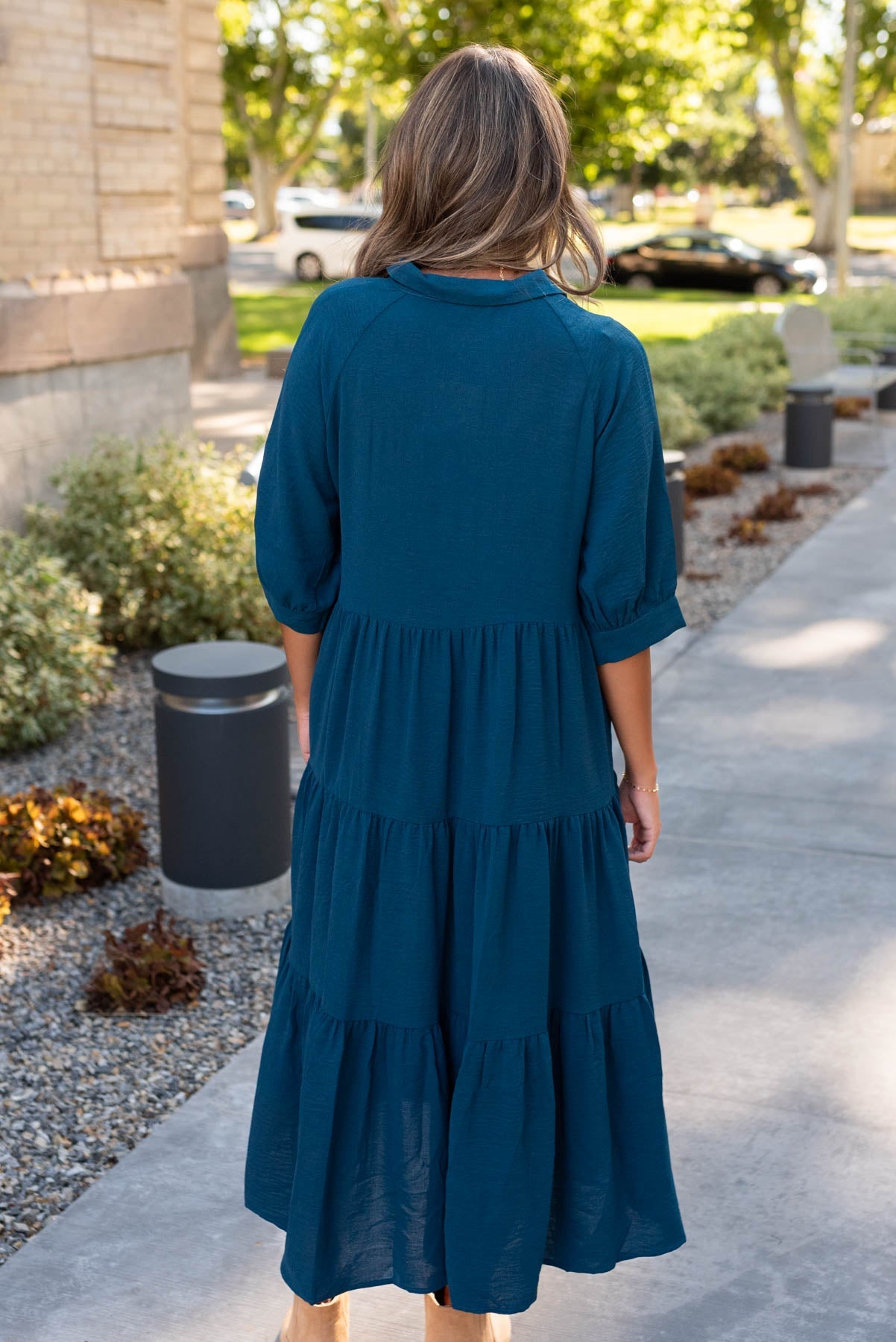 Mindy Deep Teal Tiered Dress