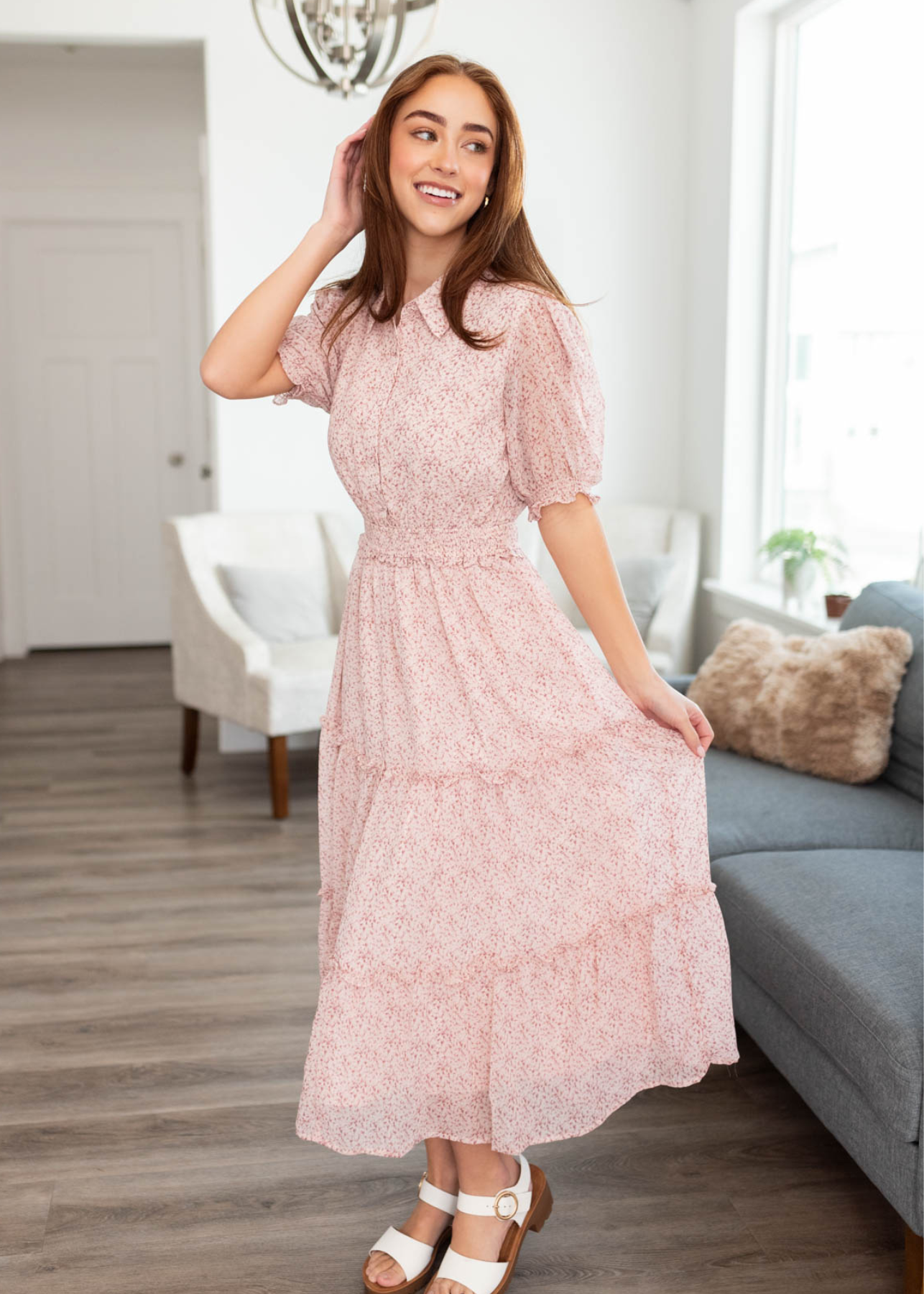 Mirabel Dusty Blush Collared Dress