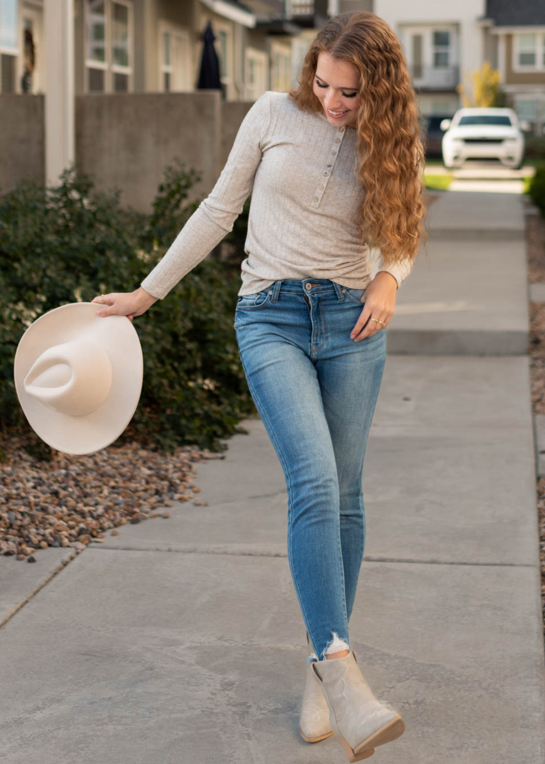 Mirabel Mocha Ribbed Long Sleeve Top