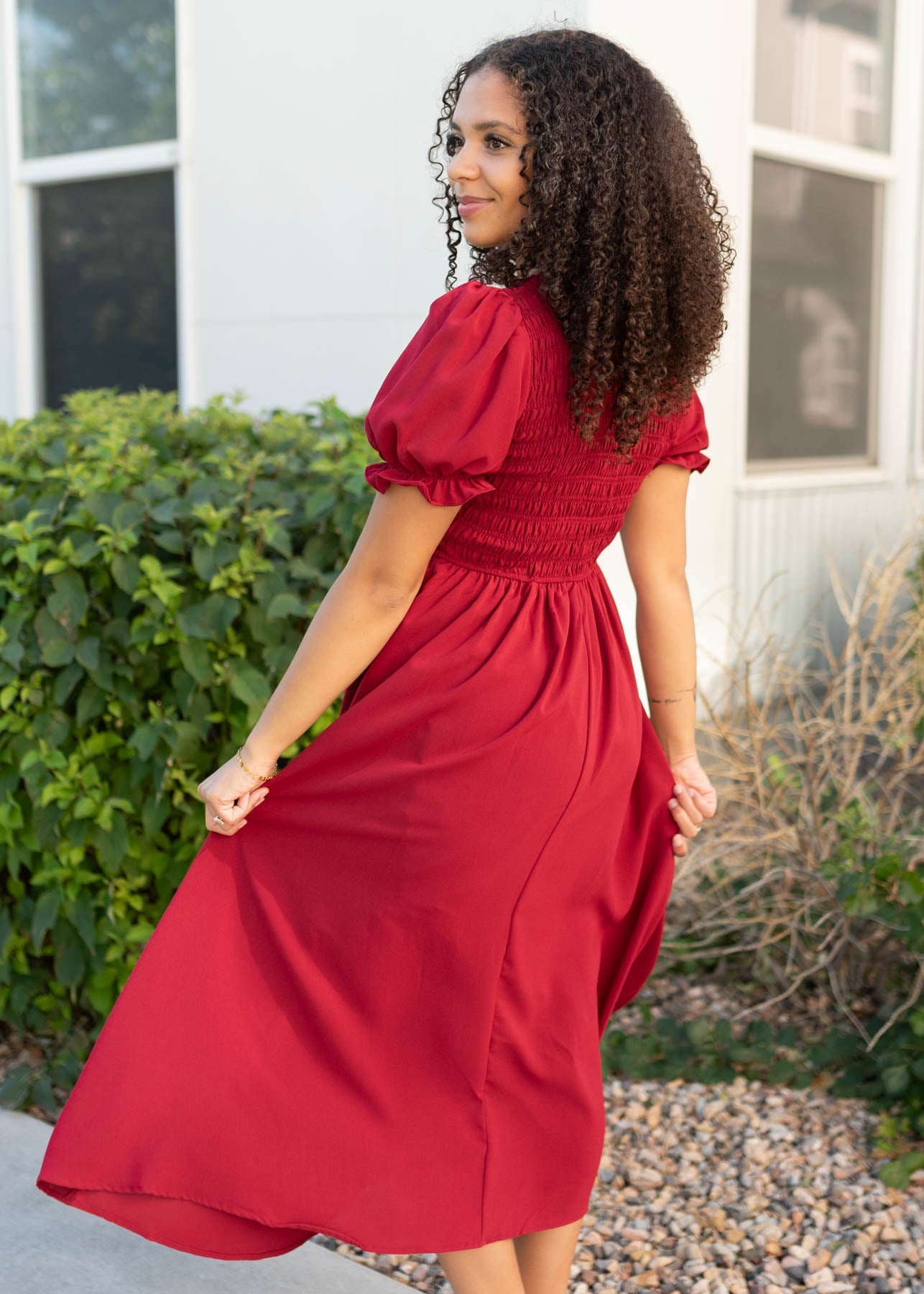 Miriam Crimson Smocked Dress
