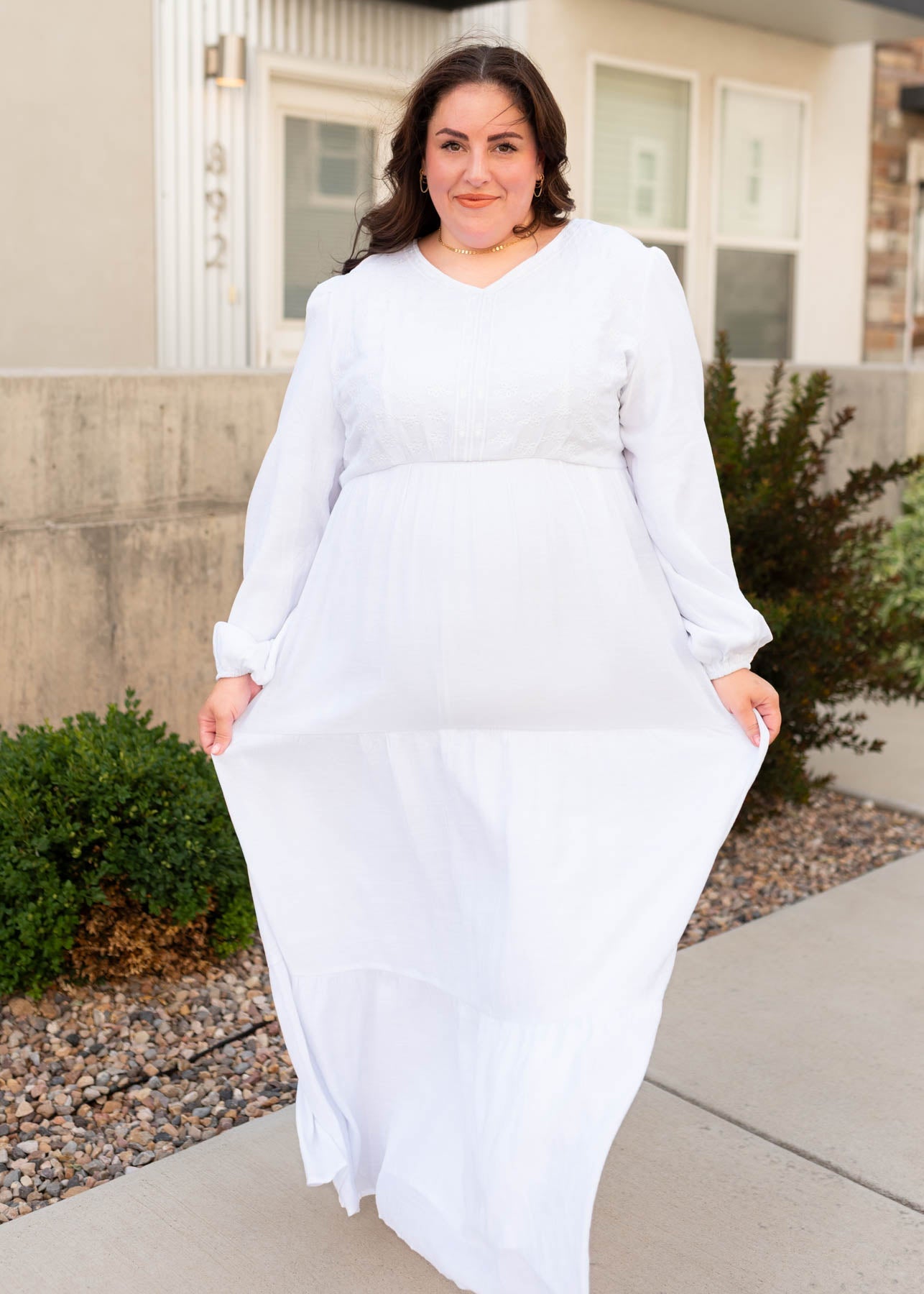 Molly White Embroidered Bodice Dress