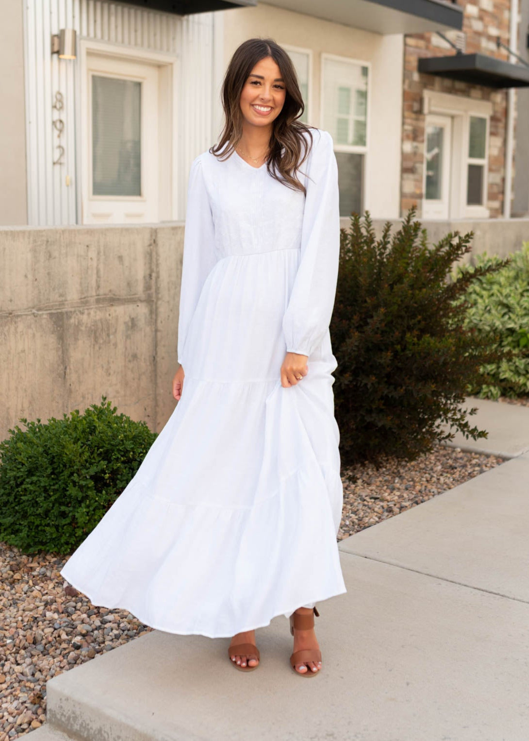 Molly White Embroidered Bodice Dress