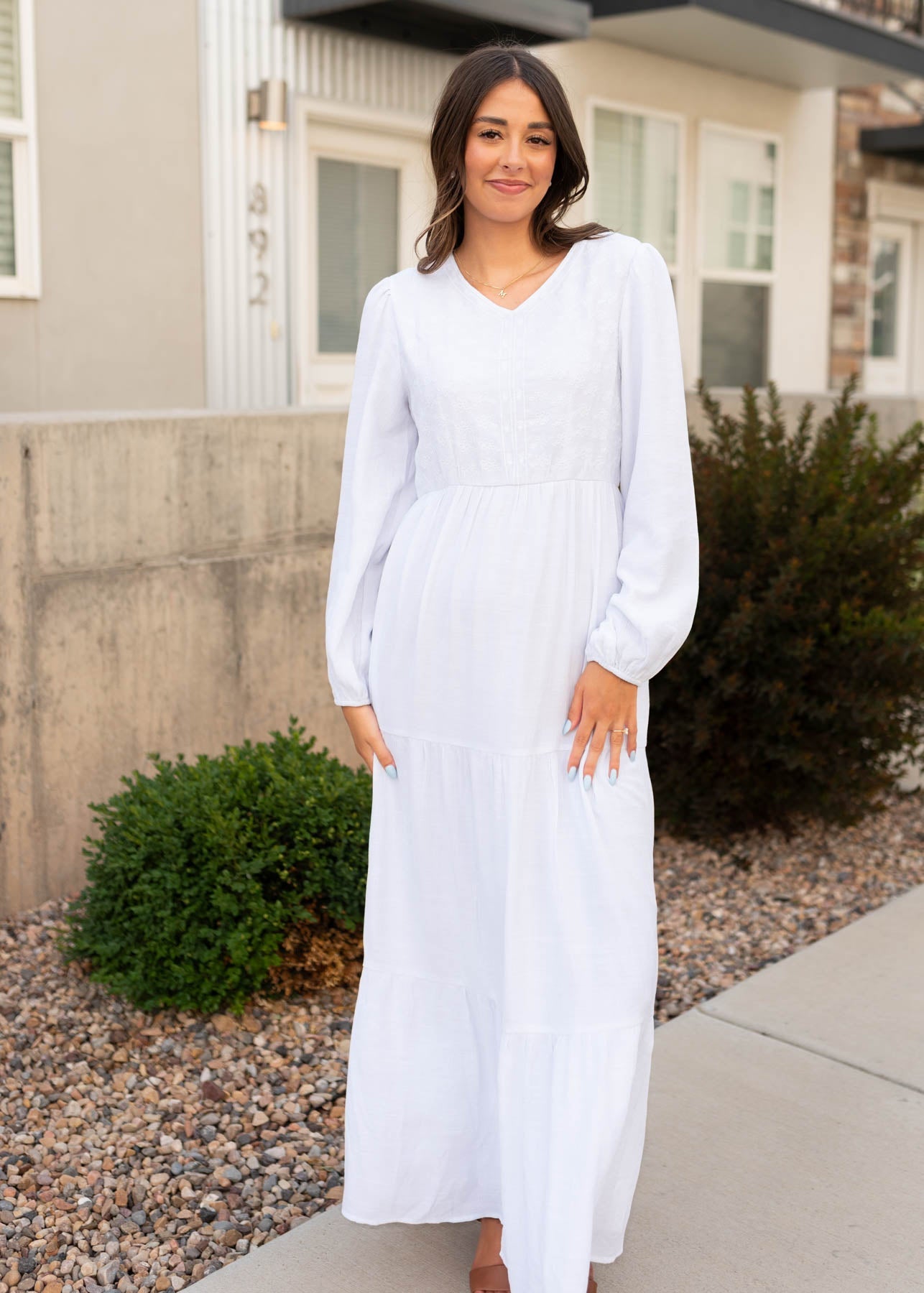 Molly White Embroidered Bodice Dress
