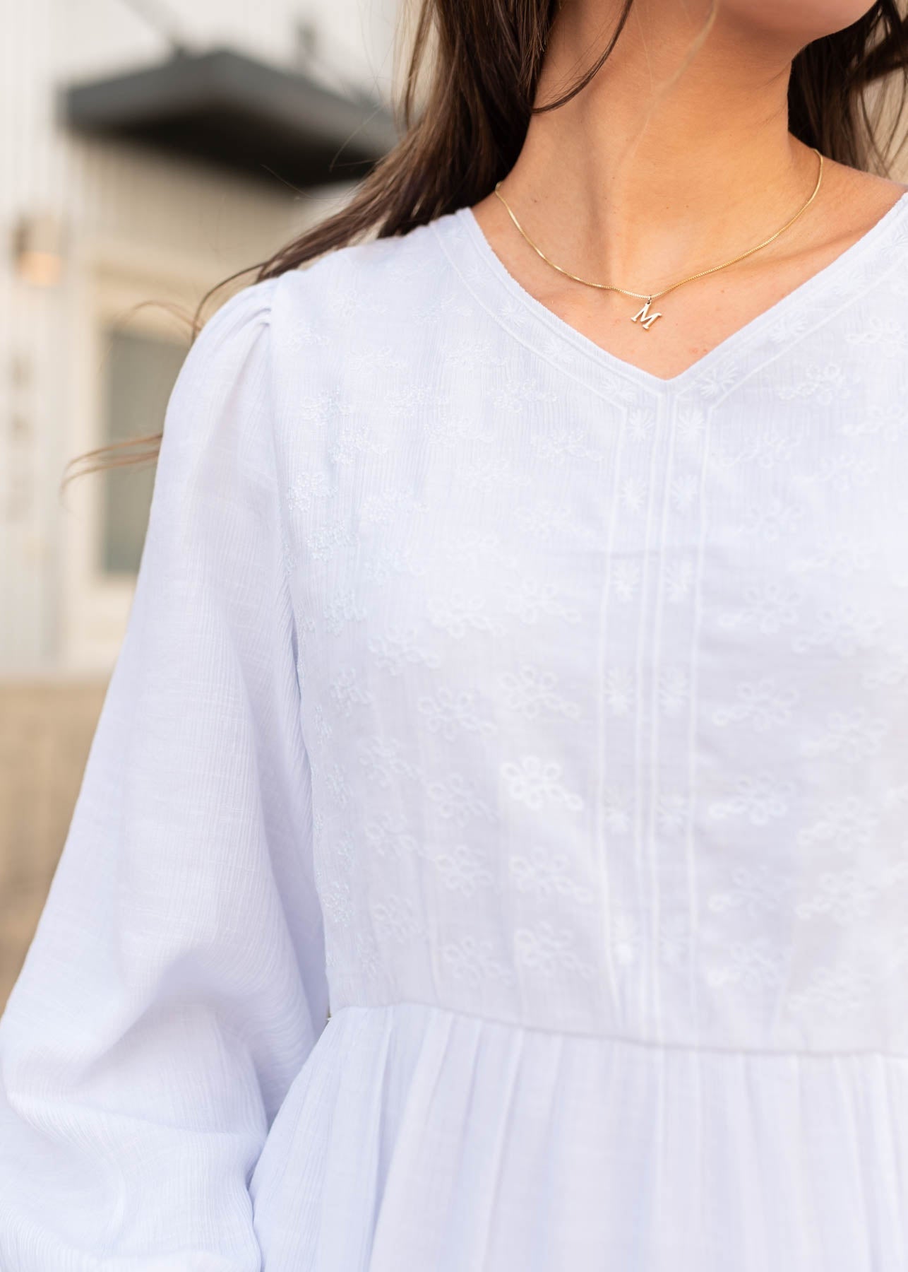Molly White Embroidered Bodice Dress