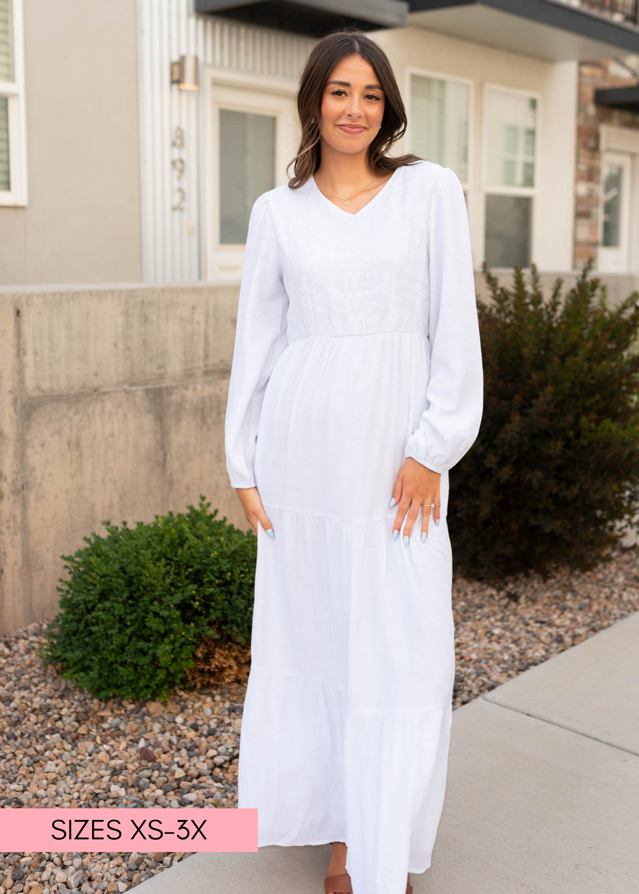 Molly White Embroidered Bodice Dress