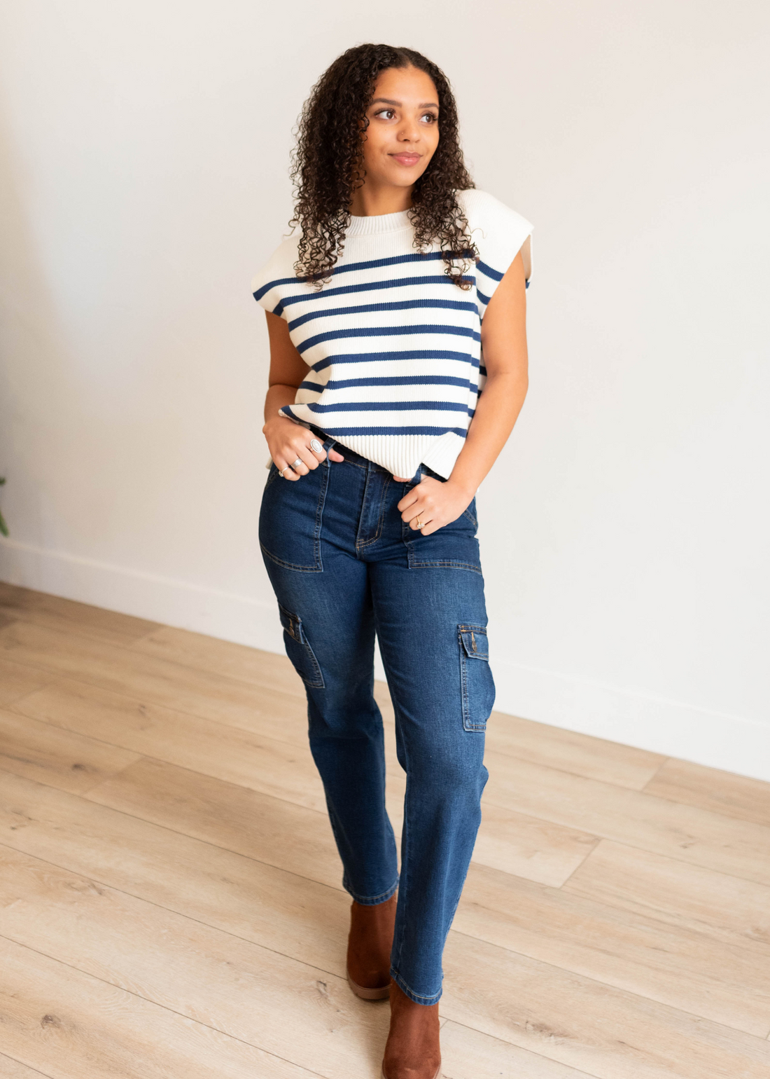 Morgan Dark Denim Cargo Jeans