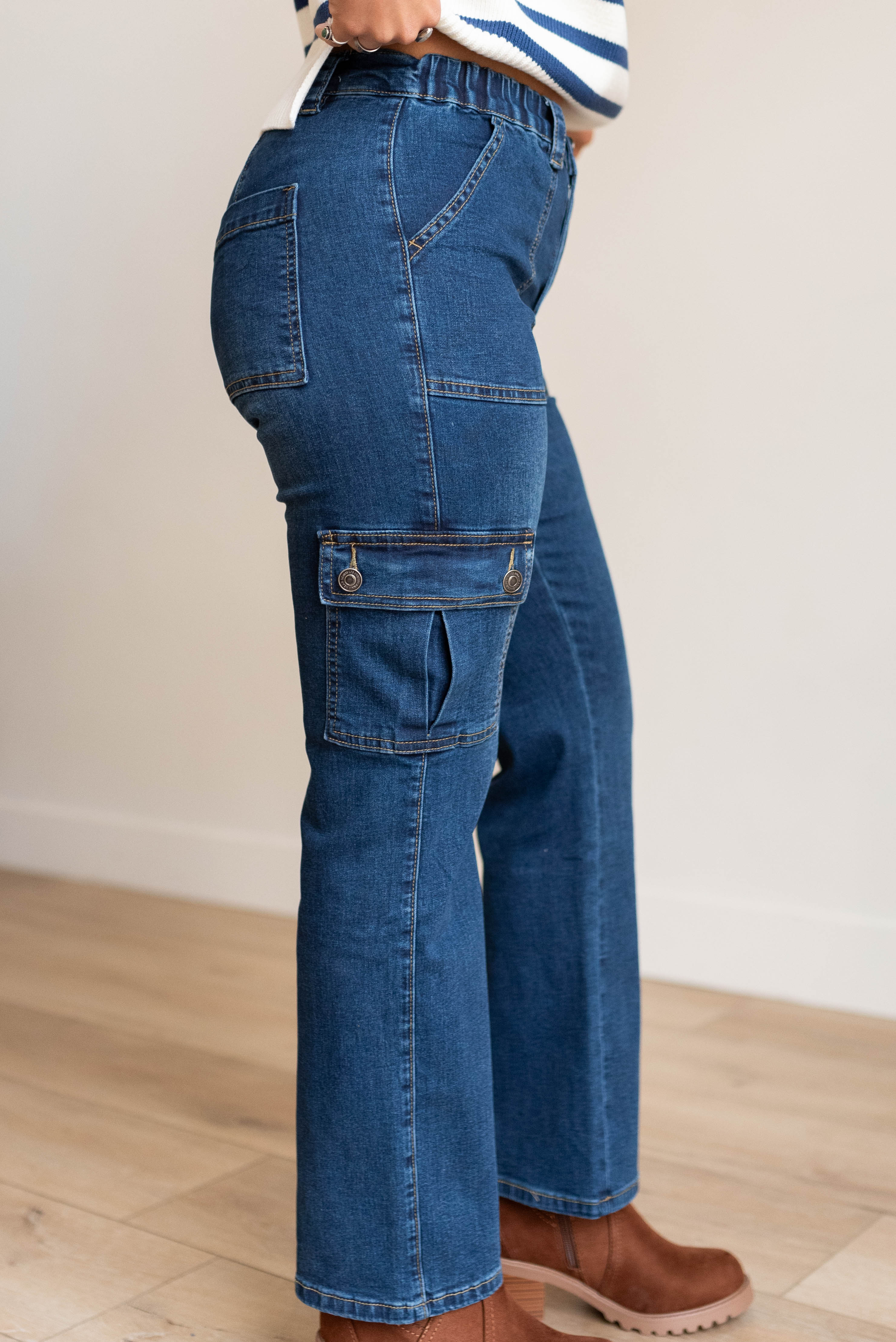 Morgan Dark Denim Cargo Jeans