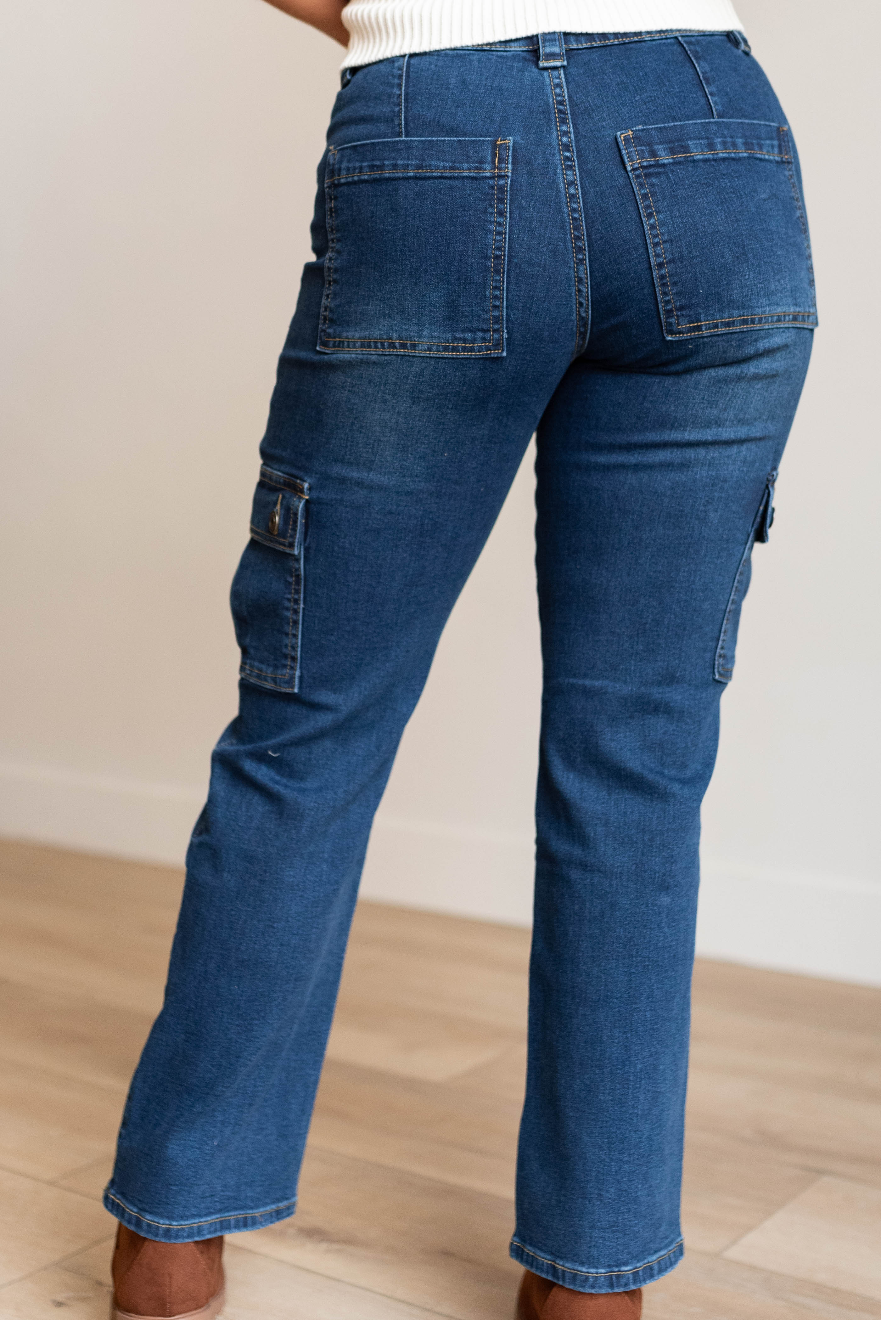 Morgan Dark Denim Cargo Jeans