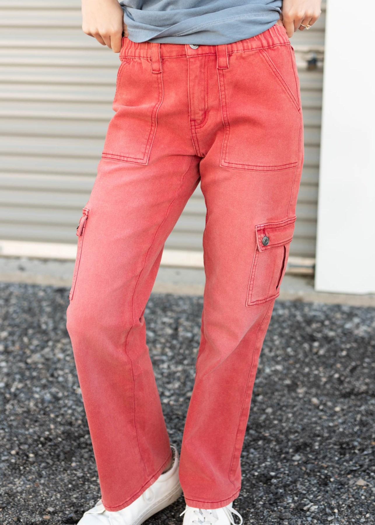 Morgan Mineral Red Cargo Jeans