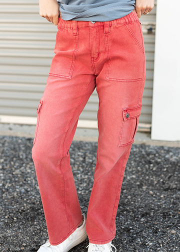 Morgan Mineral Red Cargo Jeans
