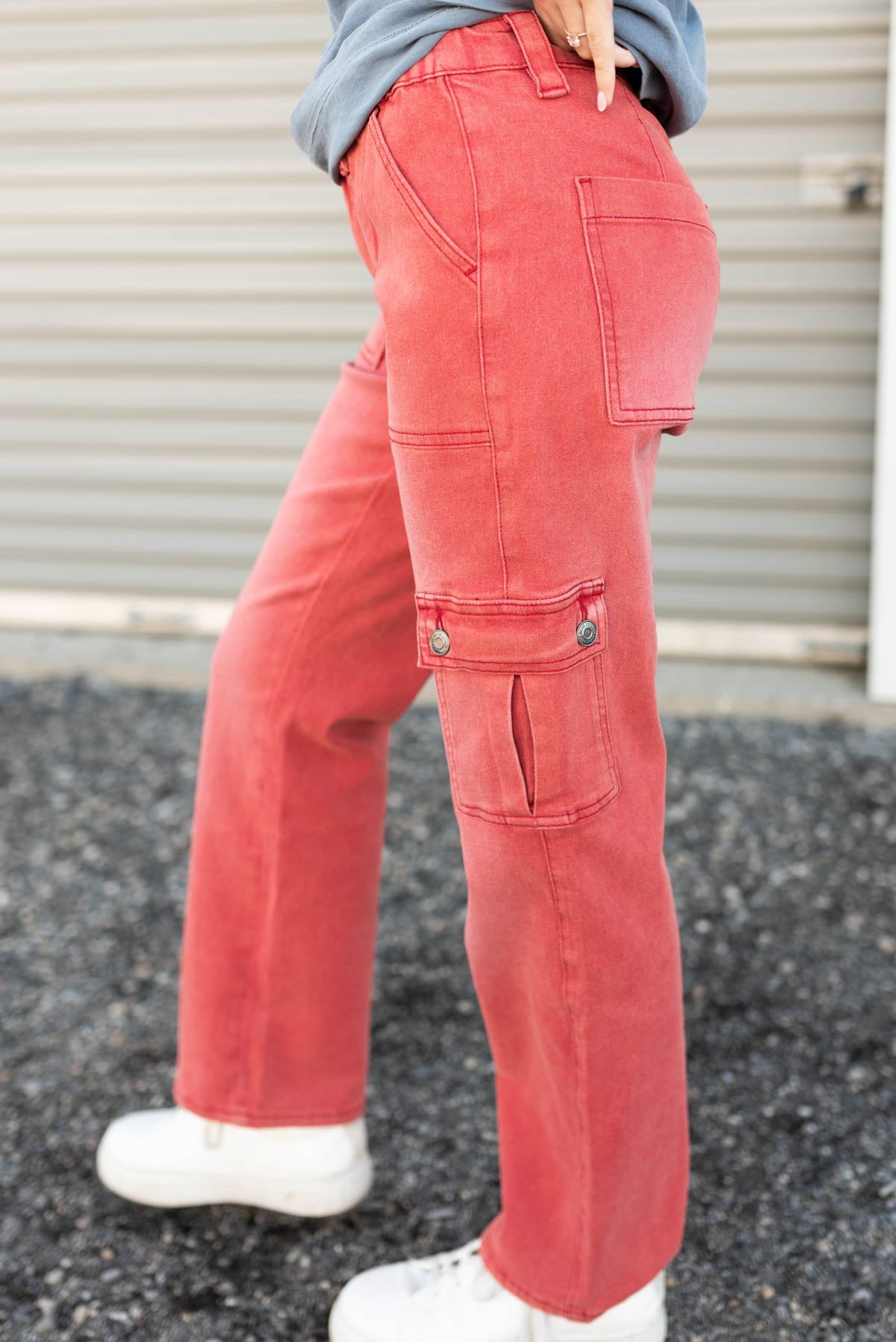Morgan Mineral Red Cargo Jeans