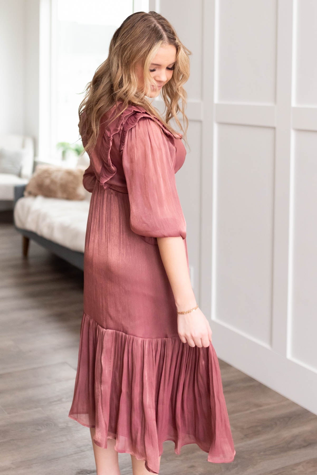 Myra Mahogany Layered Dress