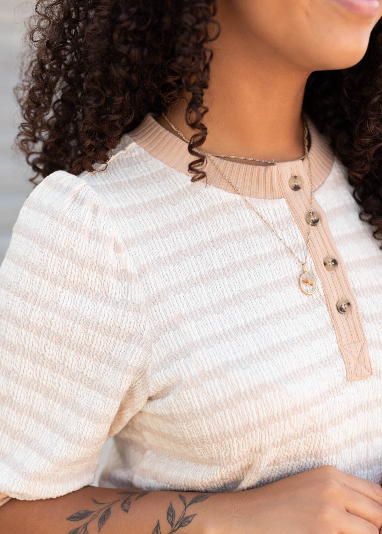 Nadia Beige Striped Dress