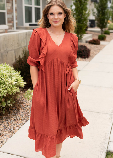 Nadira Rust Midi Dress