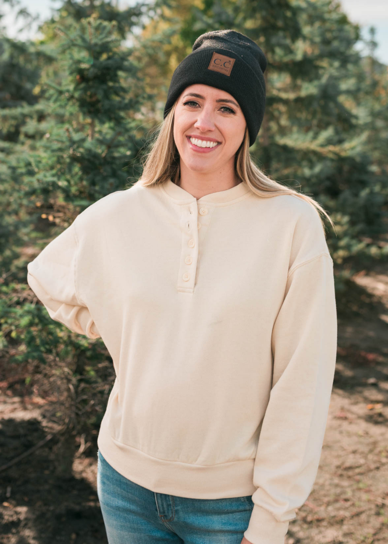 Nancie Cream Fleece Sweatshirt